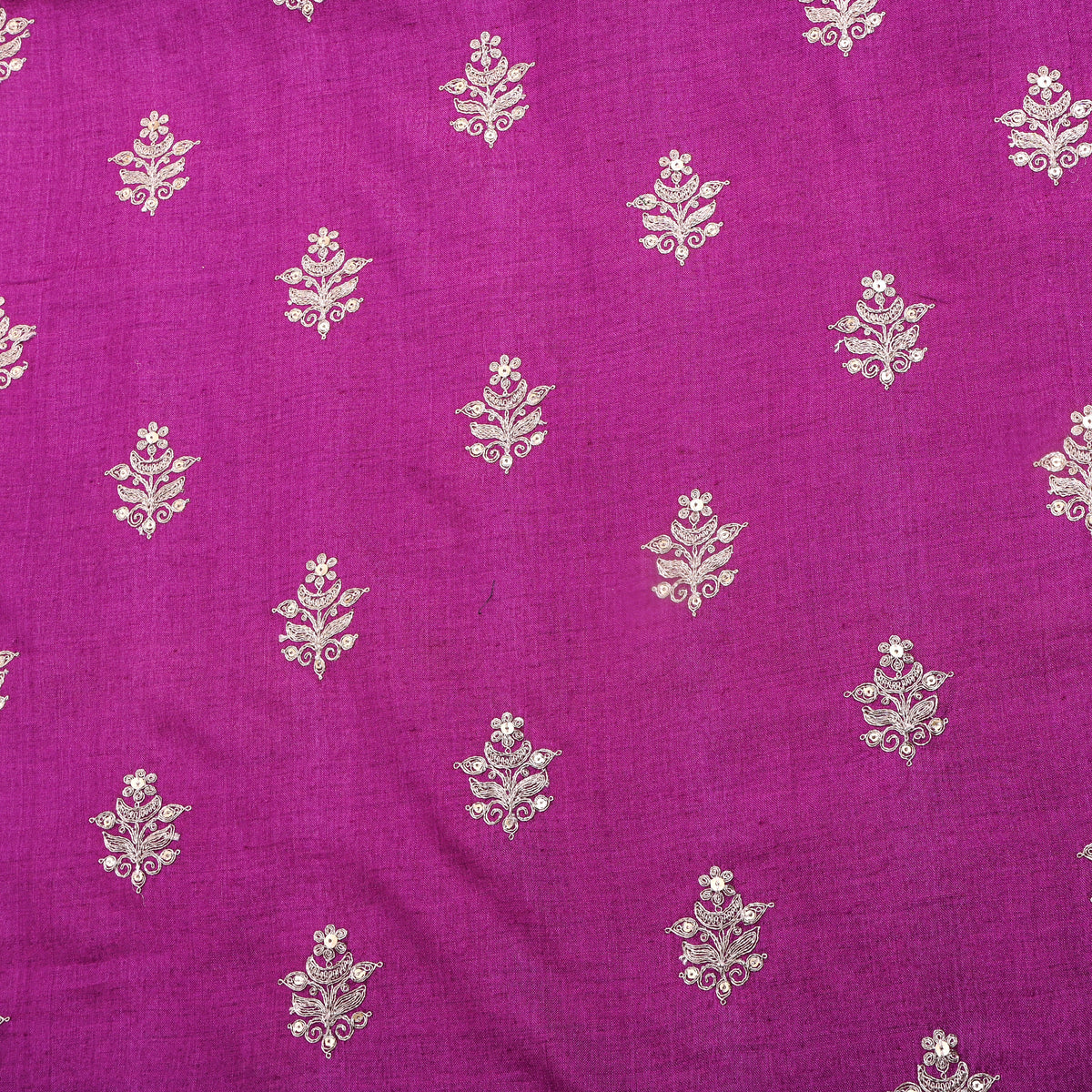 Purple Zari Butti Embroidered Munga Tussar