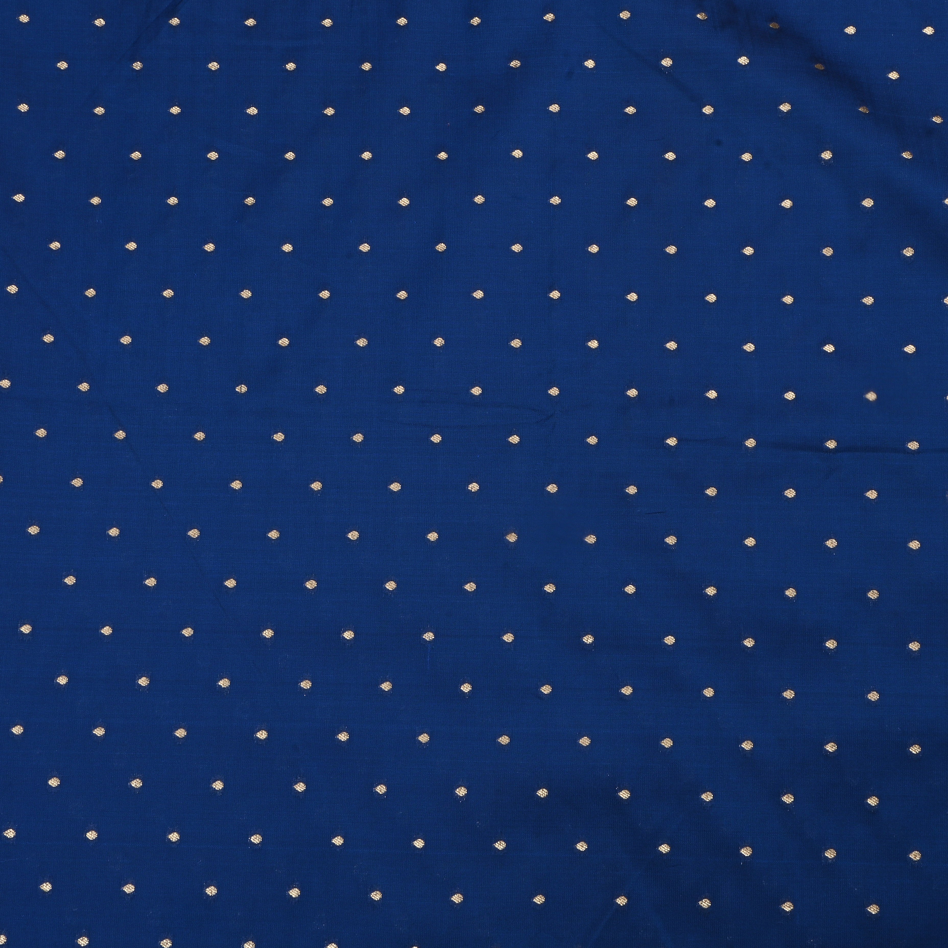 Sapphire Blue Jamawar Silk Fabric With Butti'S