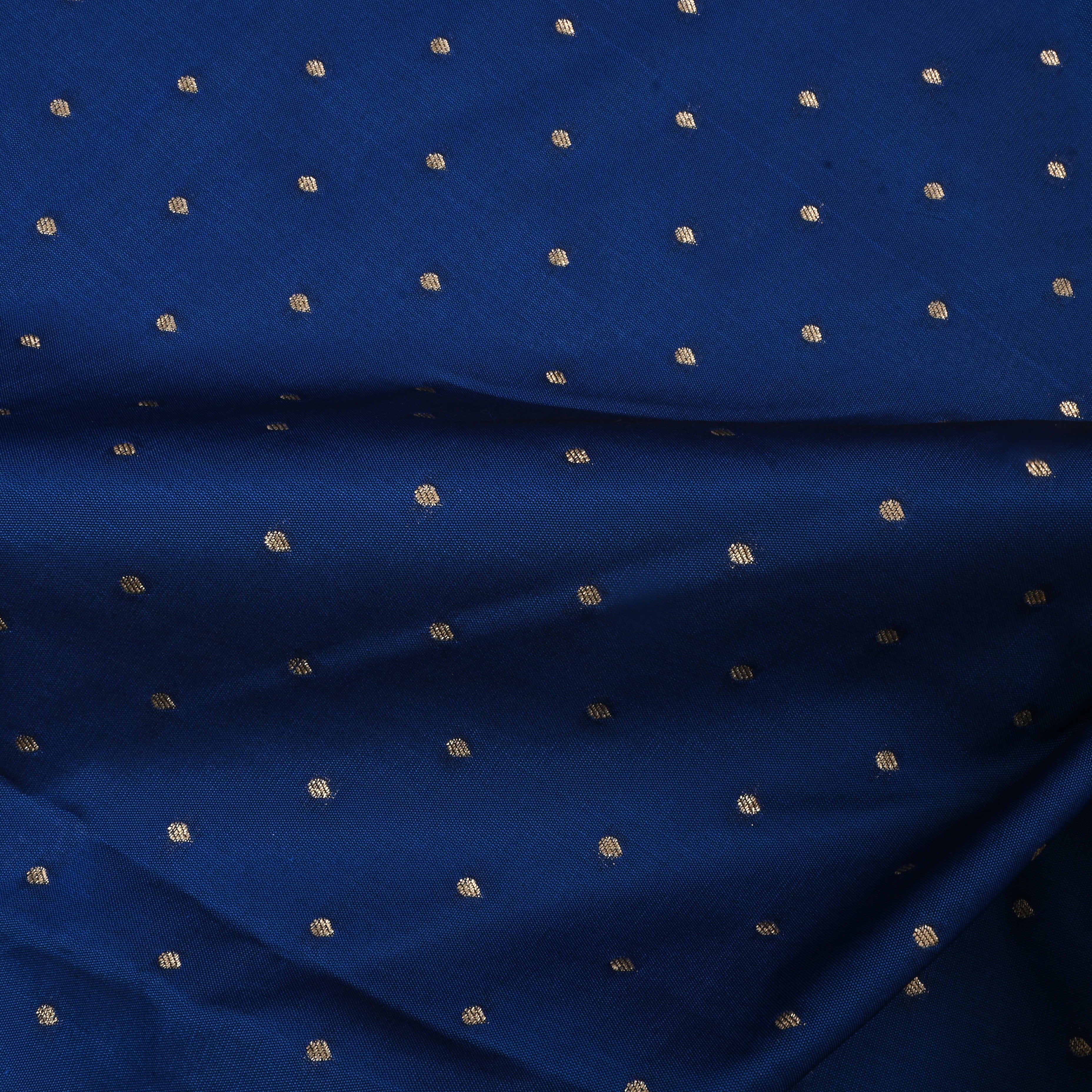 Sapphire Blue Jamawar Silk Fabric With Butti'S