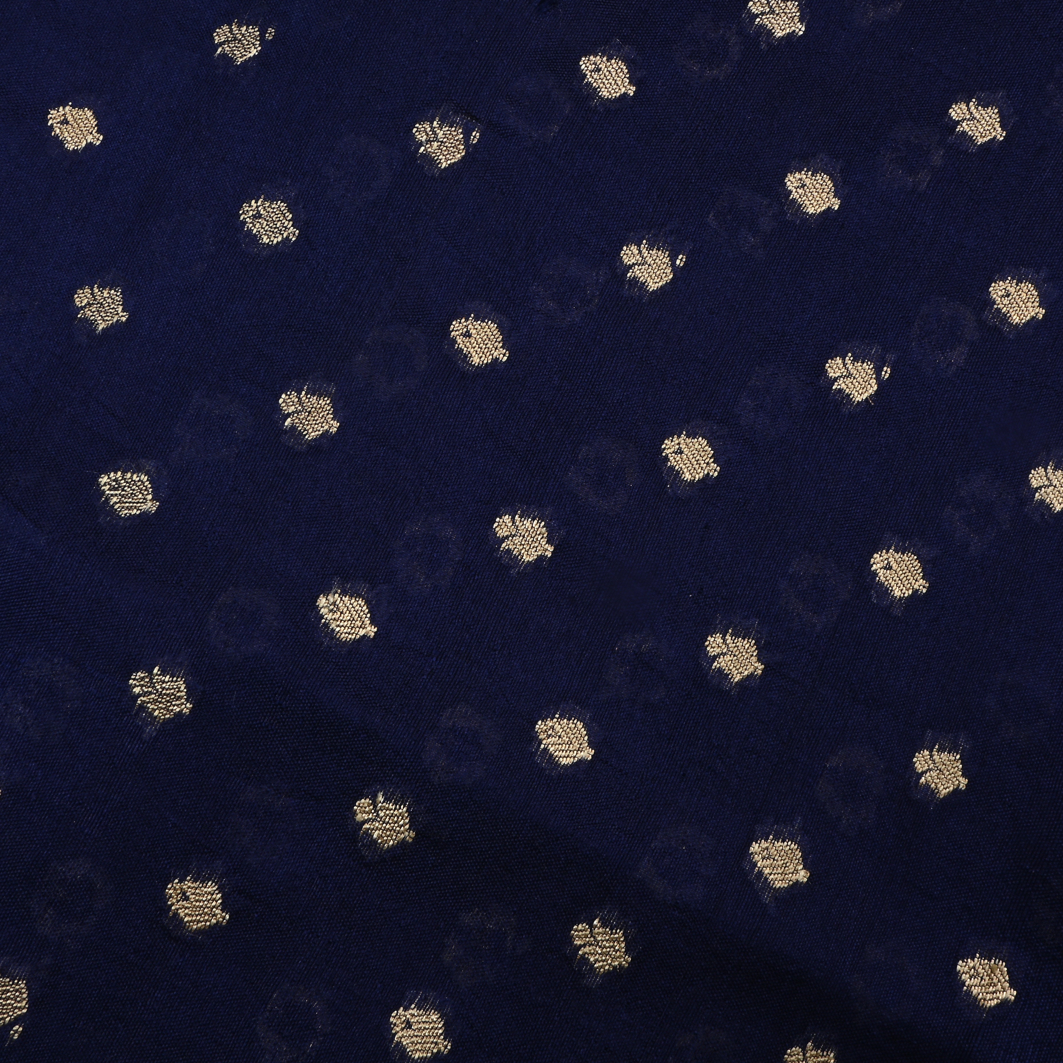 Dark Navy Jamawar Silk Fabric With Butti'S