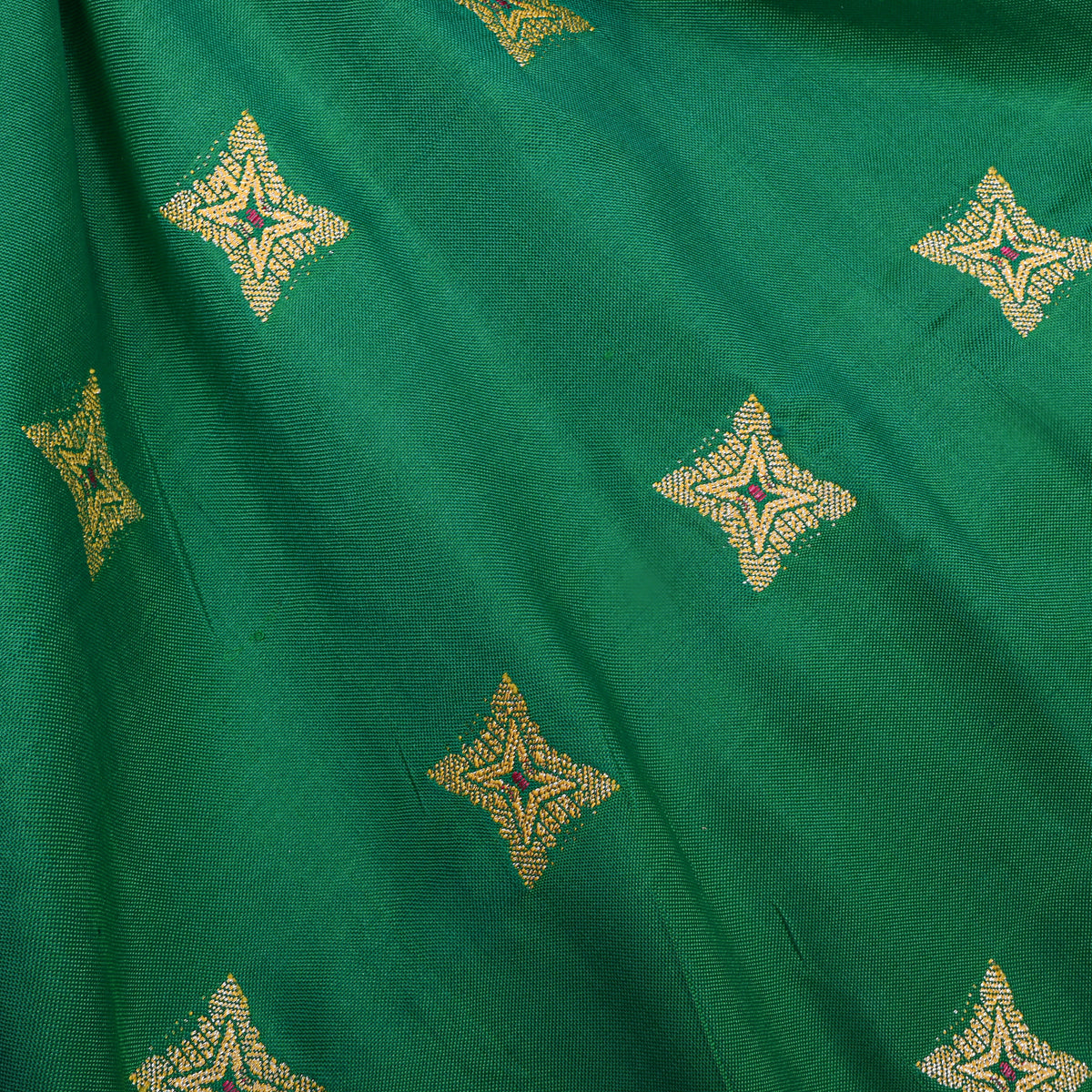 Jade Green And Gold Butti Banarasi Silk Fabric