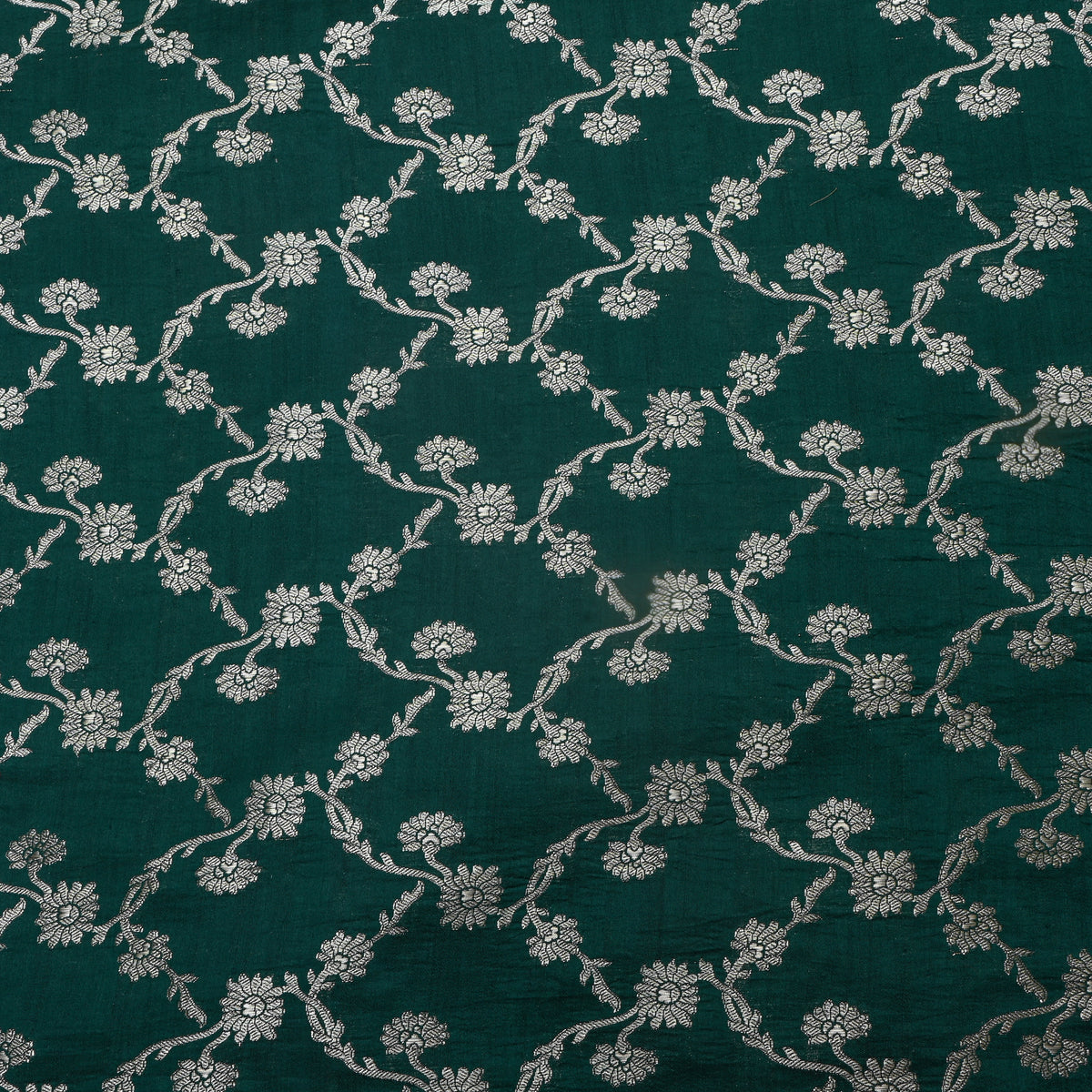 Green Banarasi Silk Floral Weave Fabric