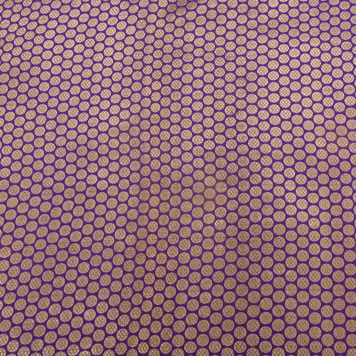 Violet Jamawar Silk Fabric With Gold Zari Butti