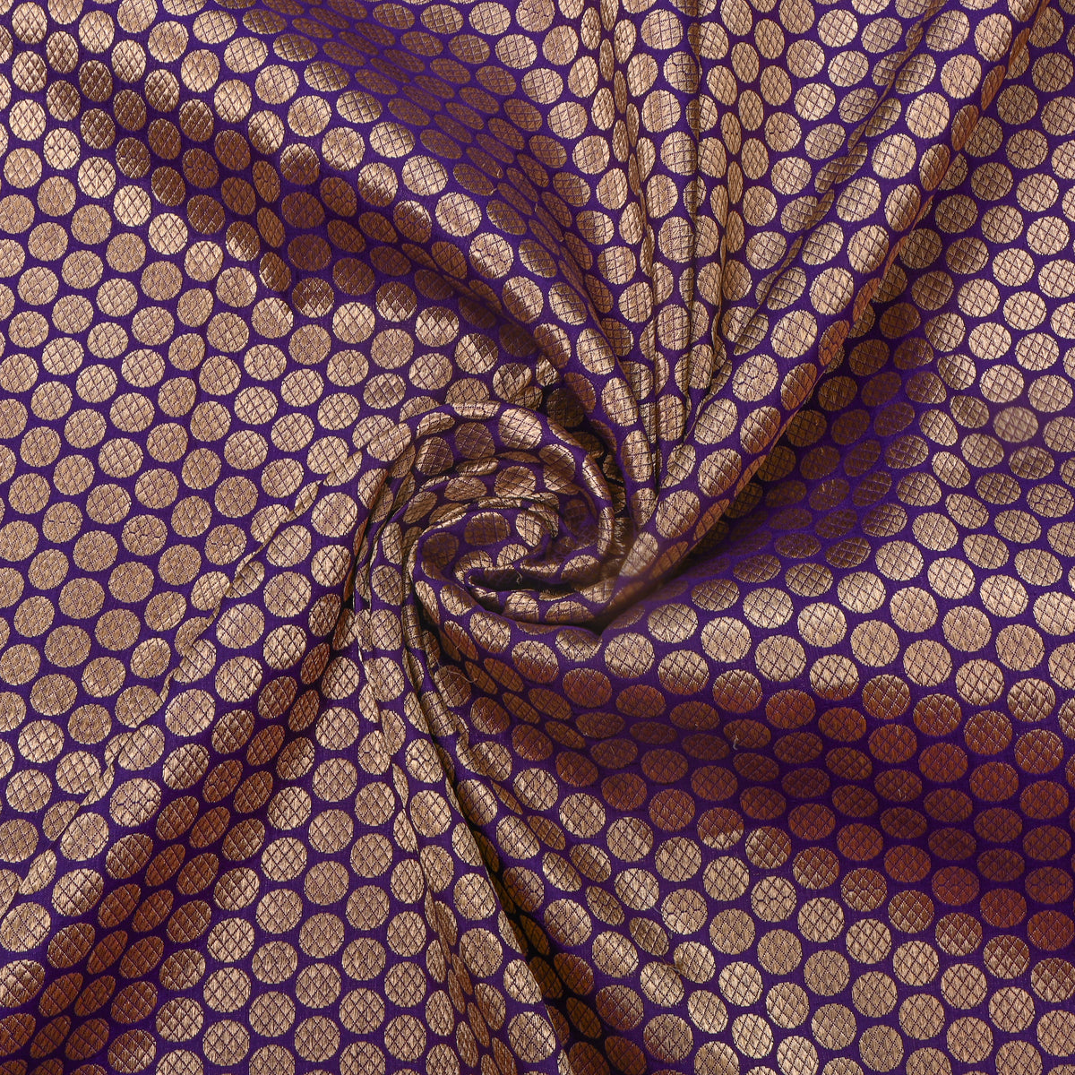 Violet Jamawar Silk Fabric With Gold Zari Butti