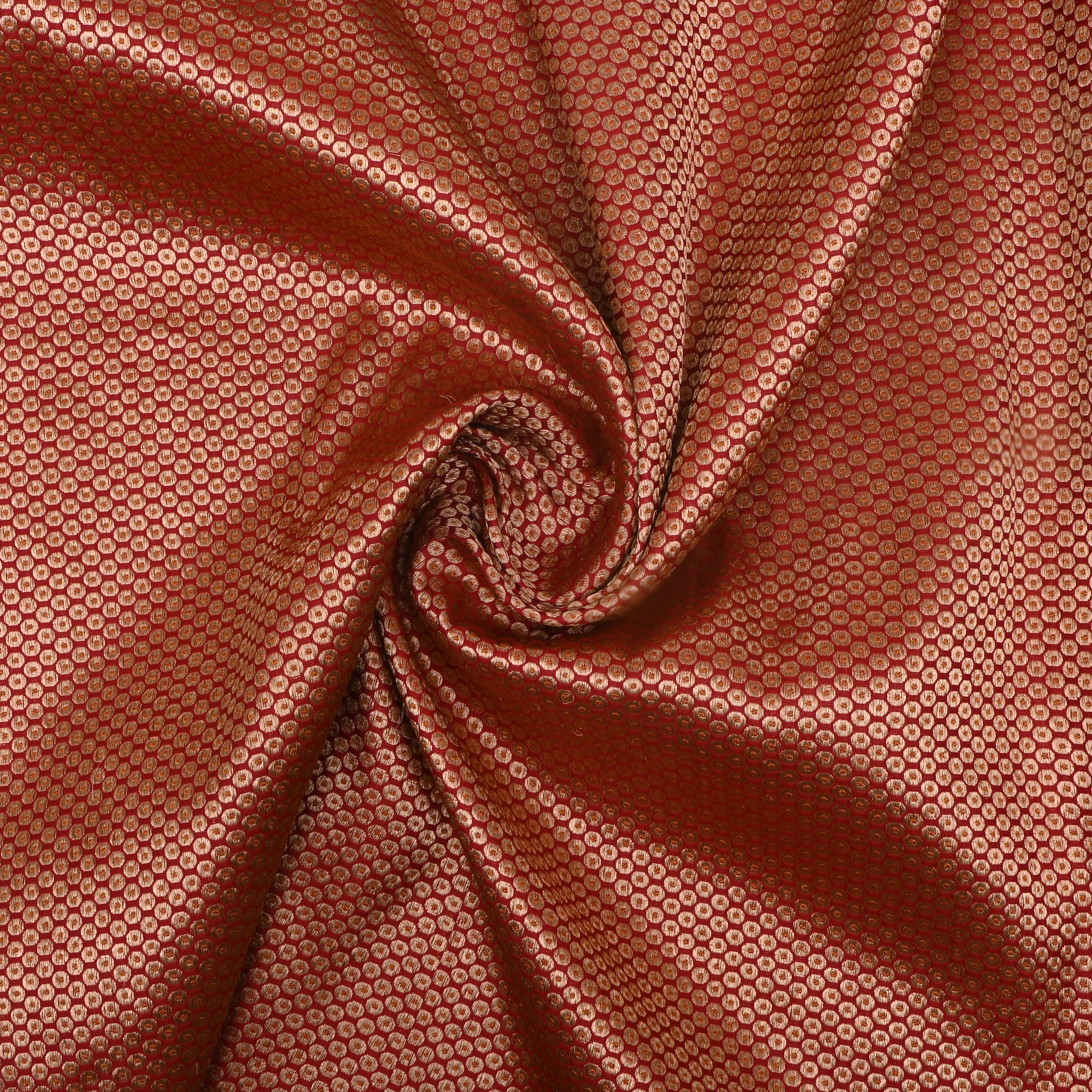 Maroon Jamawar Silk Fabric With Brocade Design