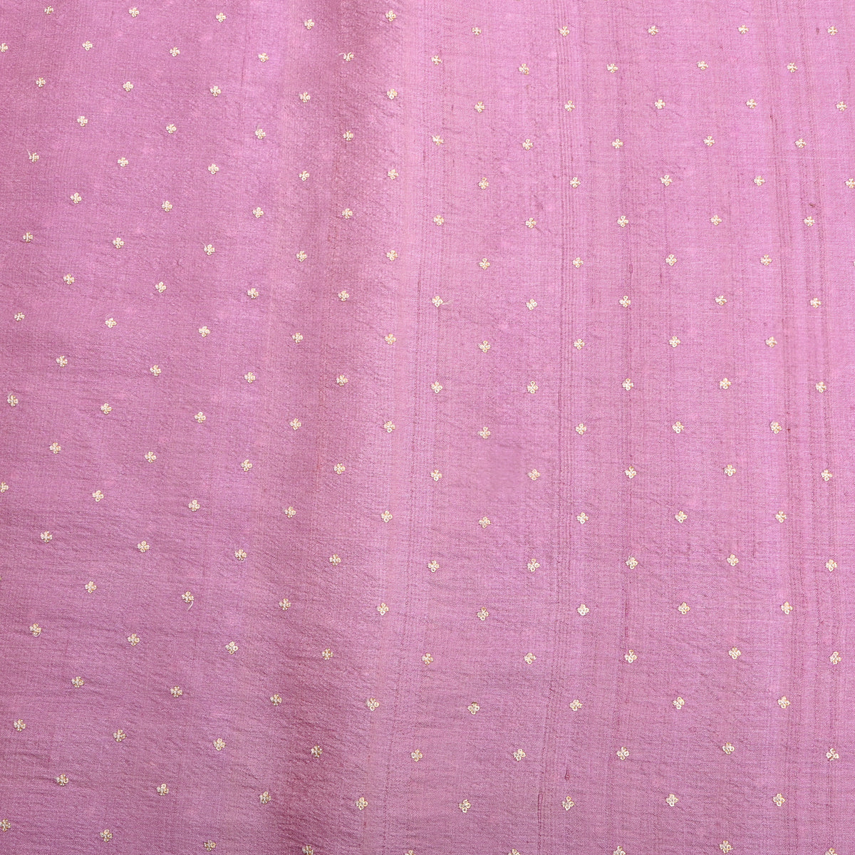 Dark Rose Pink Gold Sequin Butti Tussar Fabric