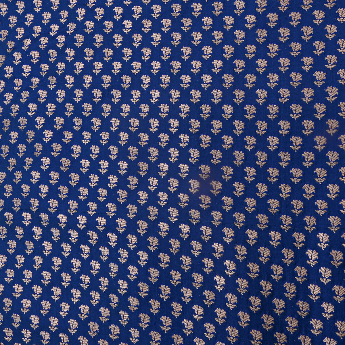 Sapphire Blue Gold Zari Butti Banarasi Silk Fabric