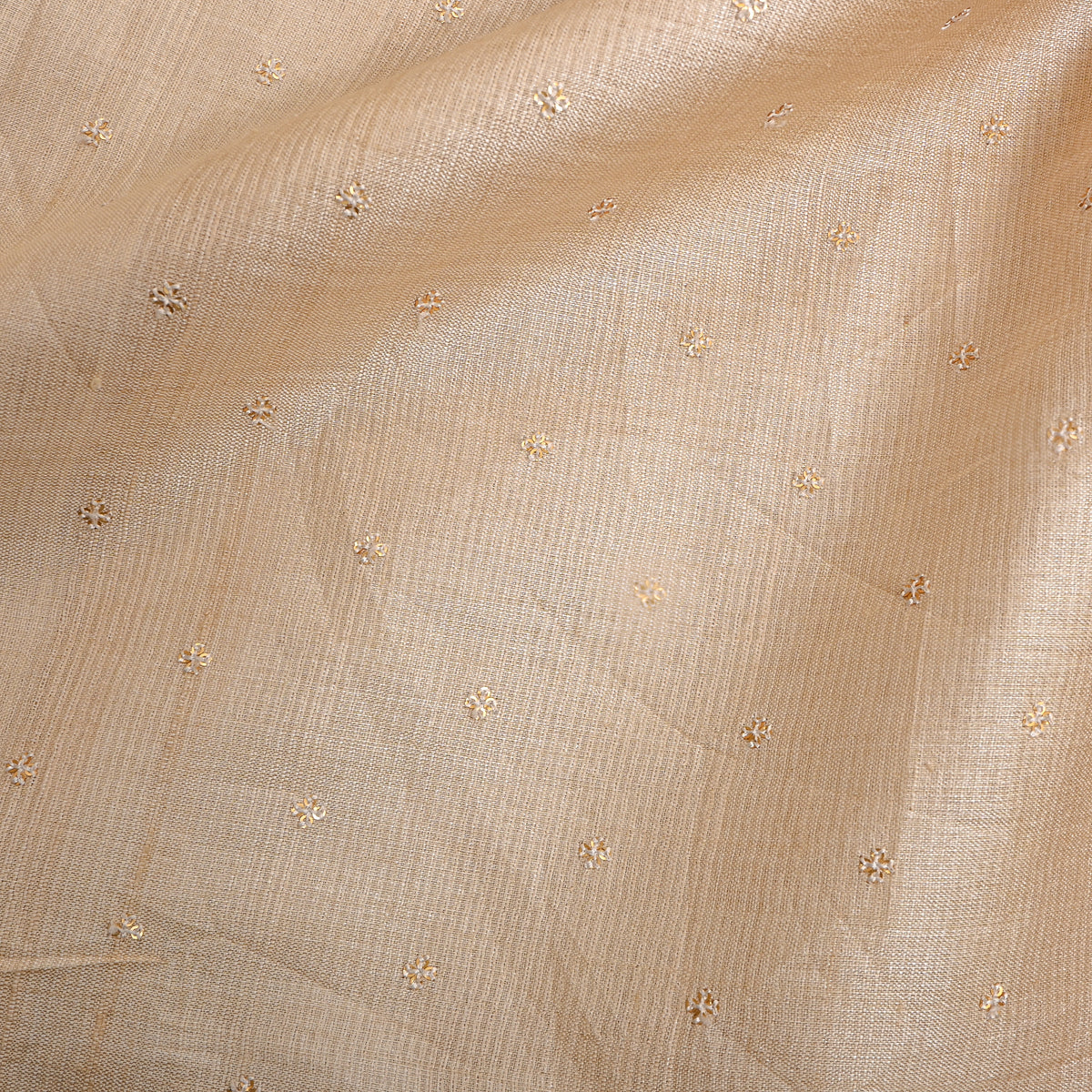 Light Beige Gold Sequin Butti Tussar Fabric