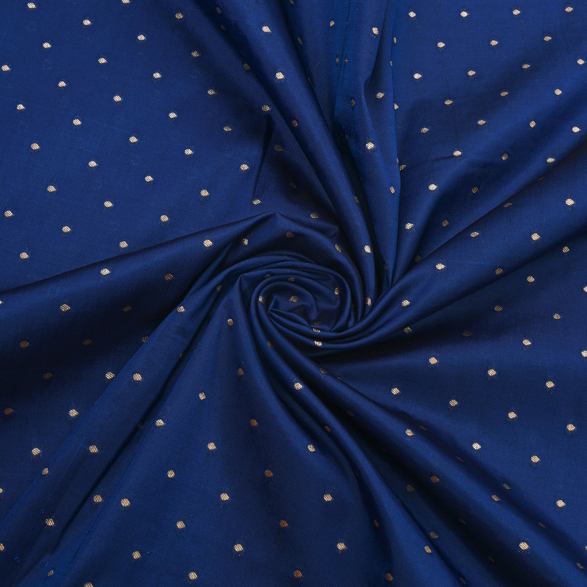 Royal Blue Gold Zari Butti Jamawar Silk Fabric
