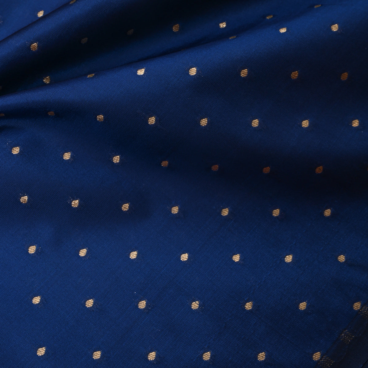 Royal Blue Gold Zari Butti Jamawar Silk Fabric