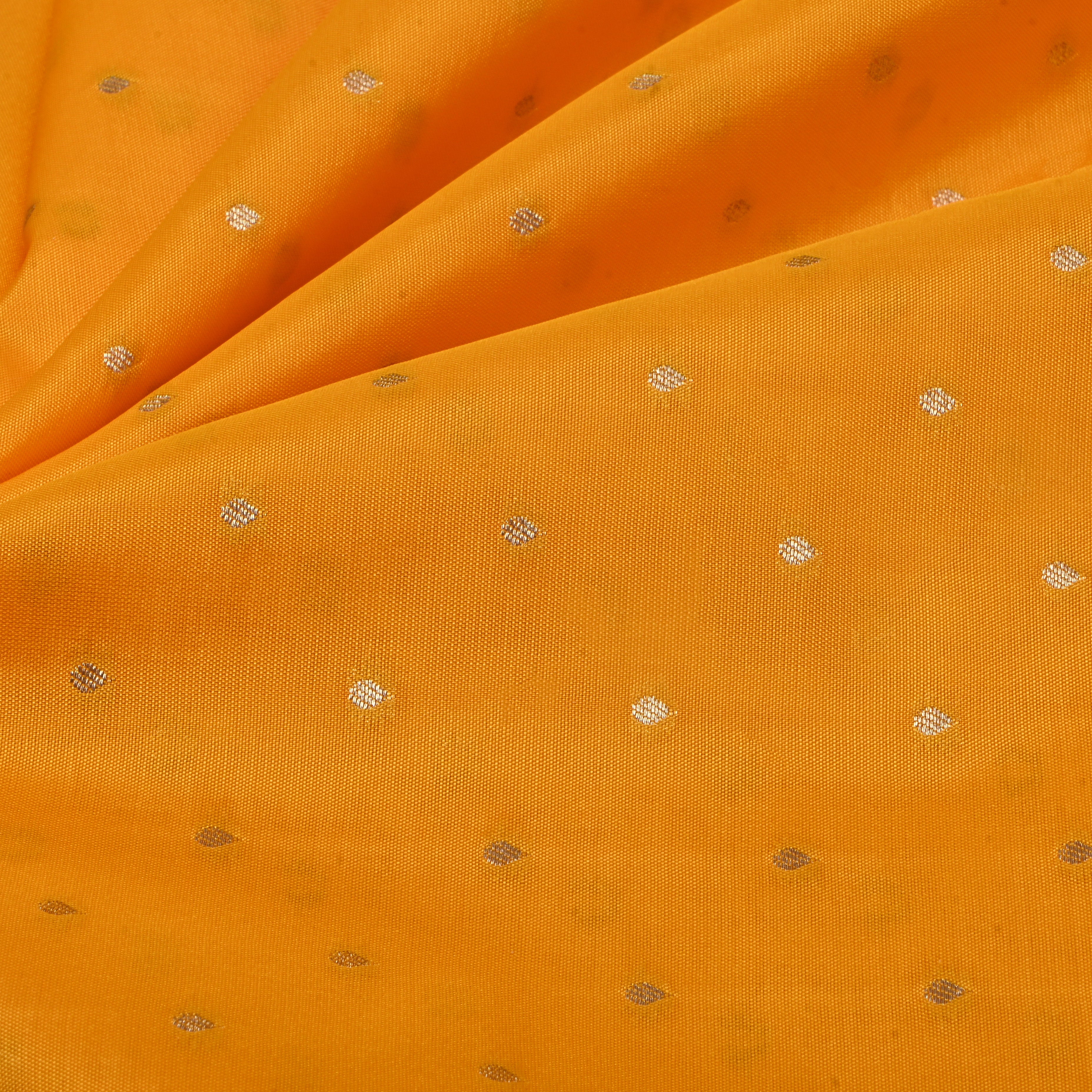 Carrot Orange Jamawar Silk Fabric With Butti'S
