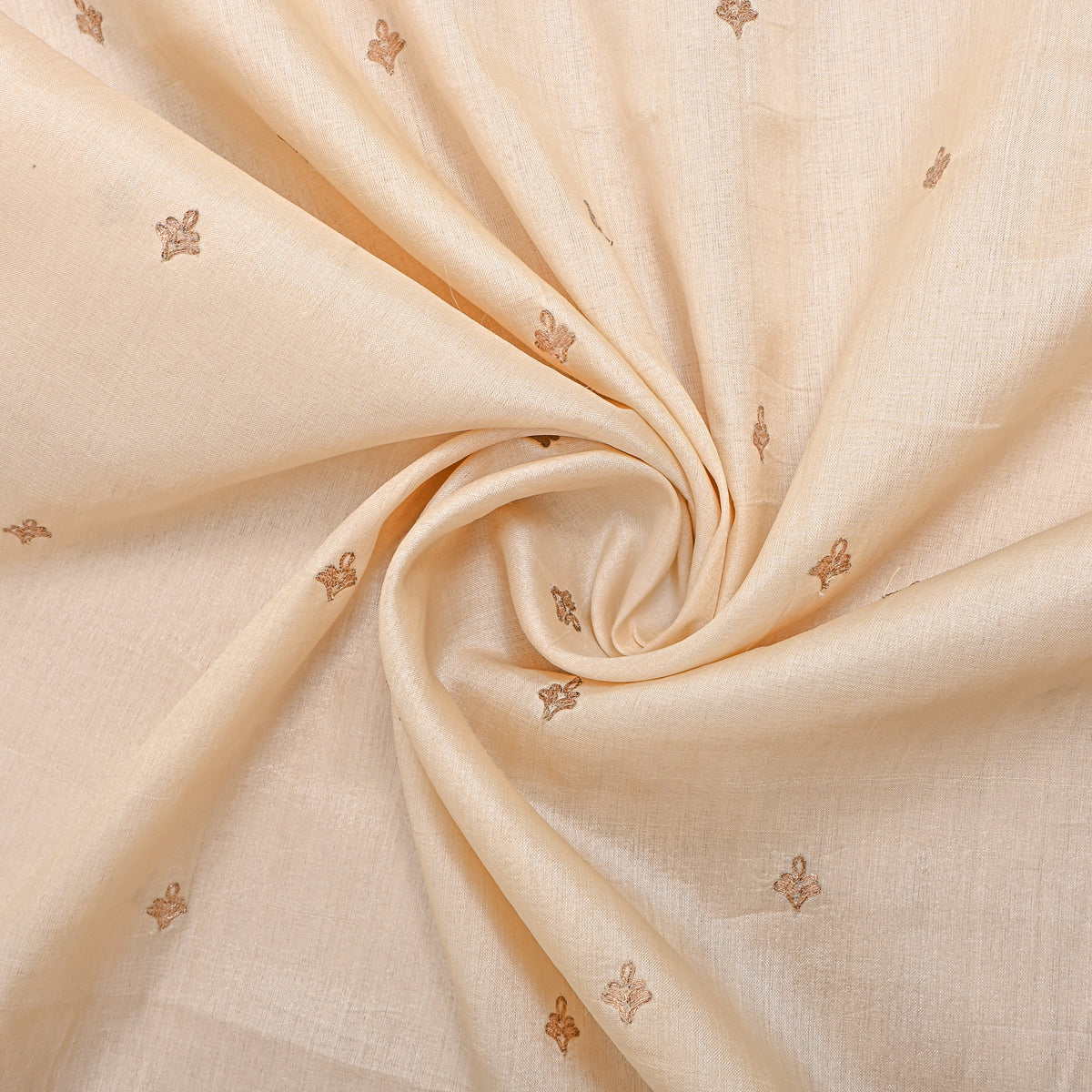 Ivory White Zari Butti Tussar Fabric