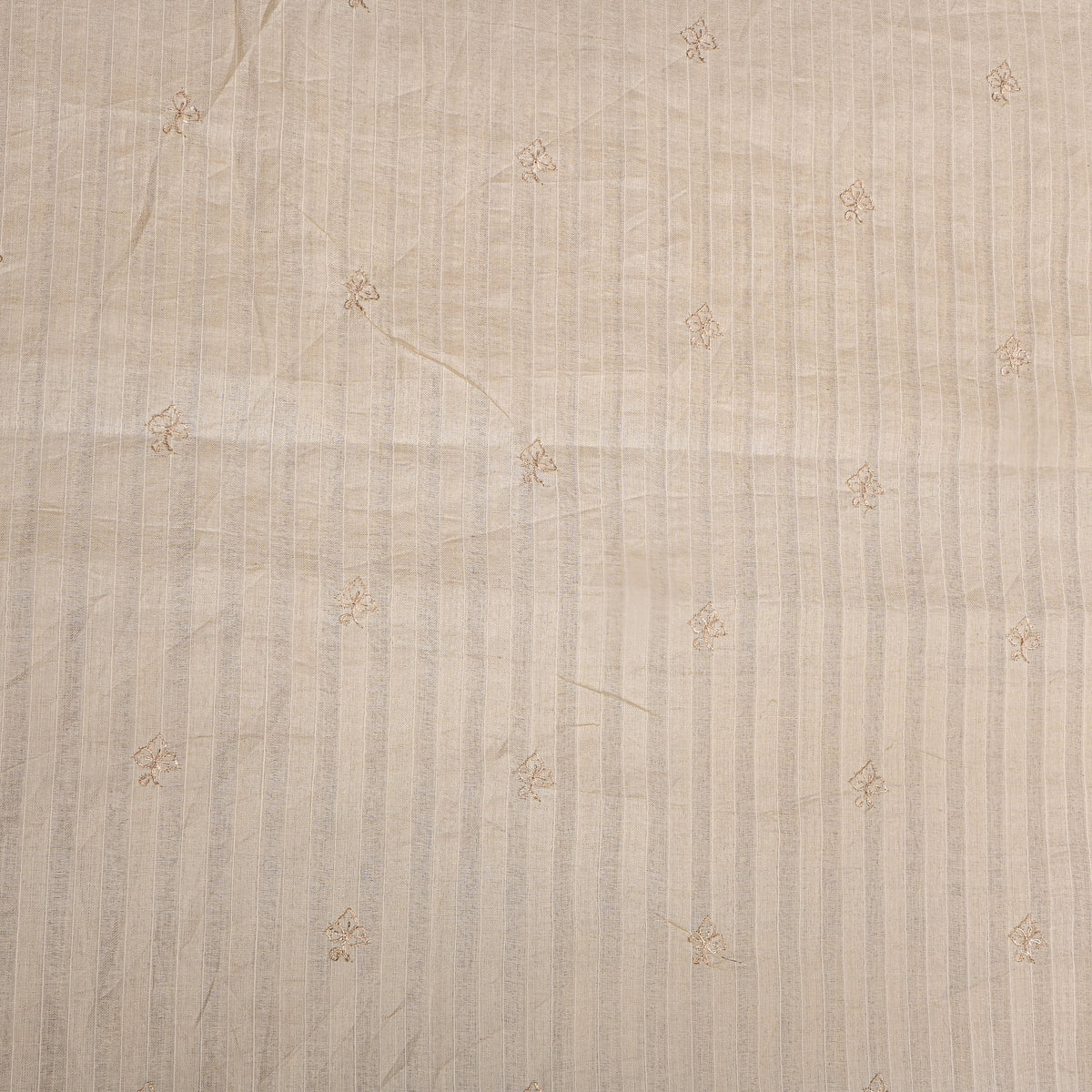Sand Cream Zari Butti Tussar Fabric