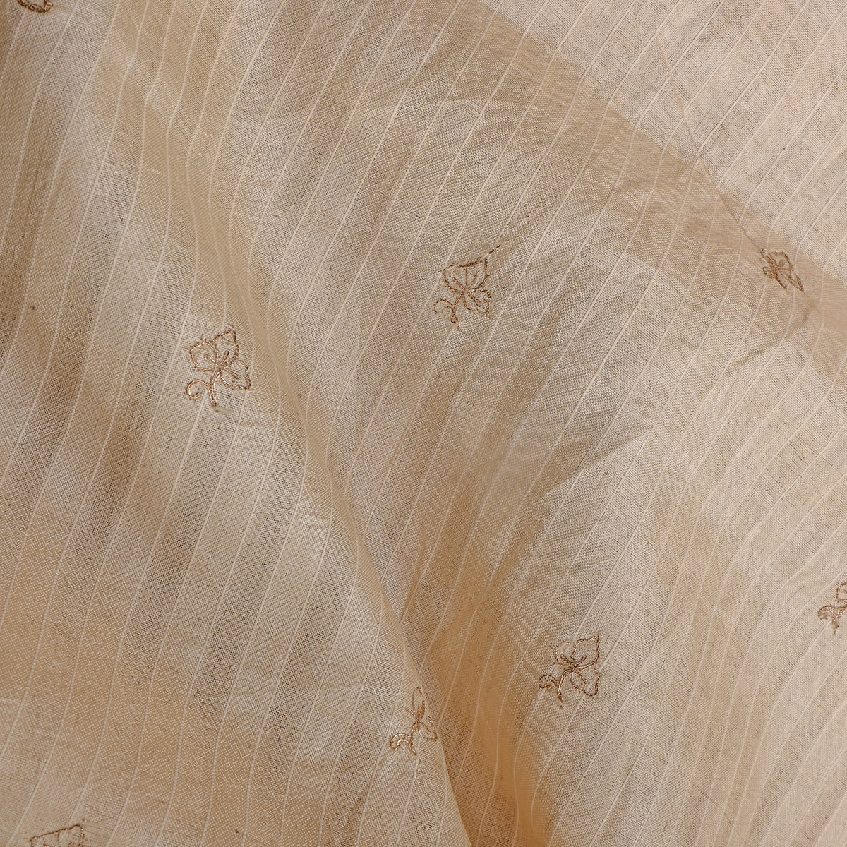 Sand Cream Zari Butti Tussar Fabric