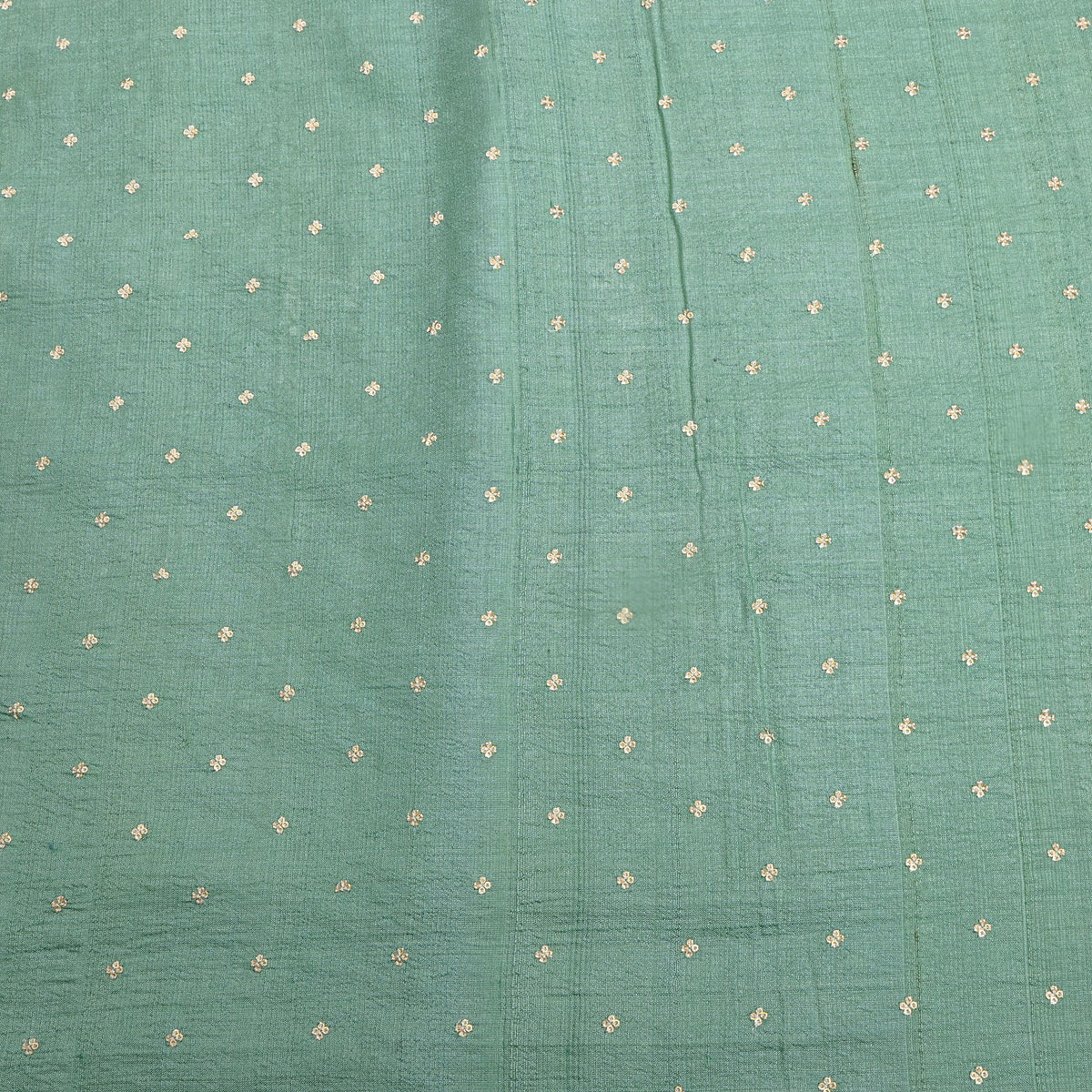 Seafoam Green Gold Sequin Butti Tussar Fabric