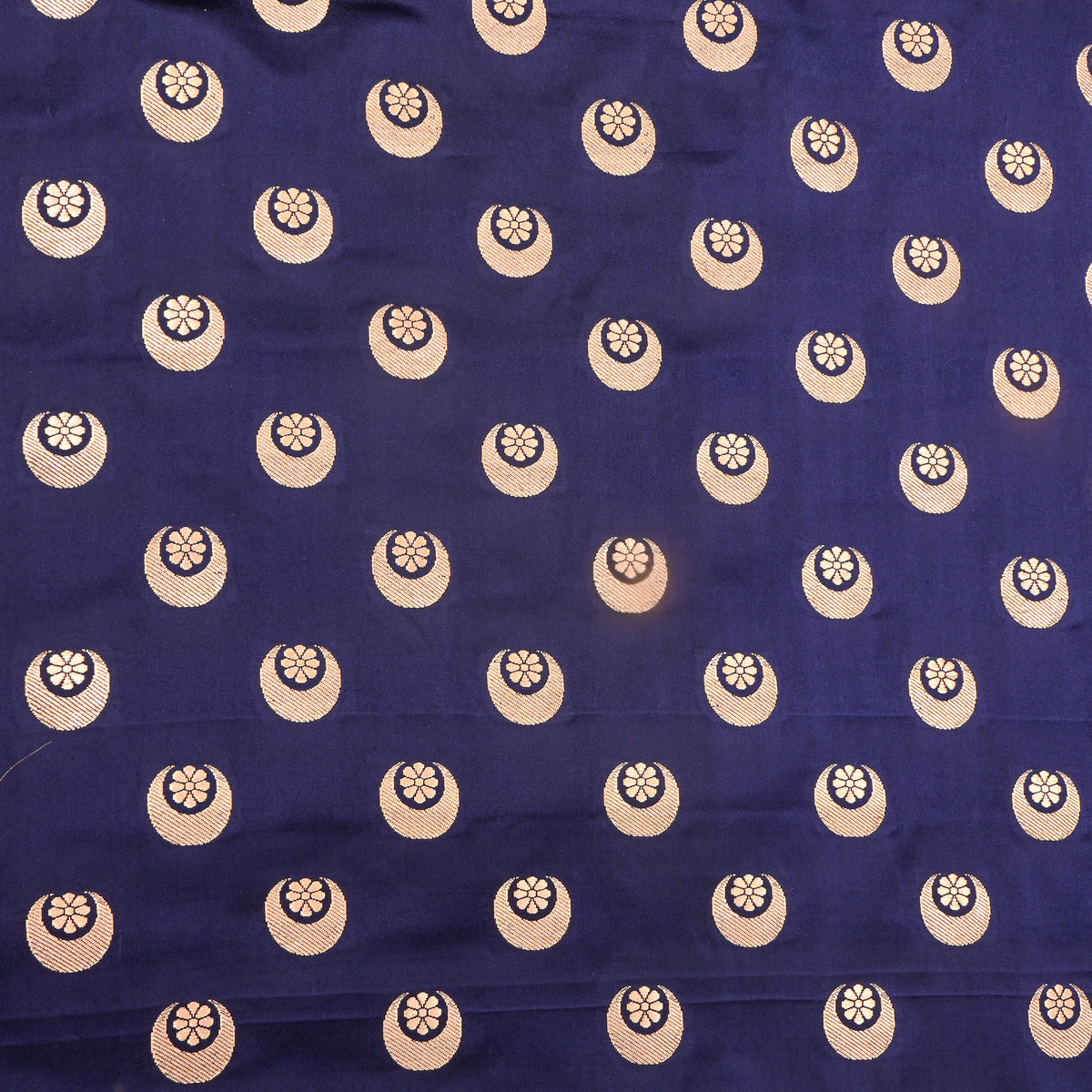 Navy Blue Gold Butti Self Weave  Banarasi Silk Fabric