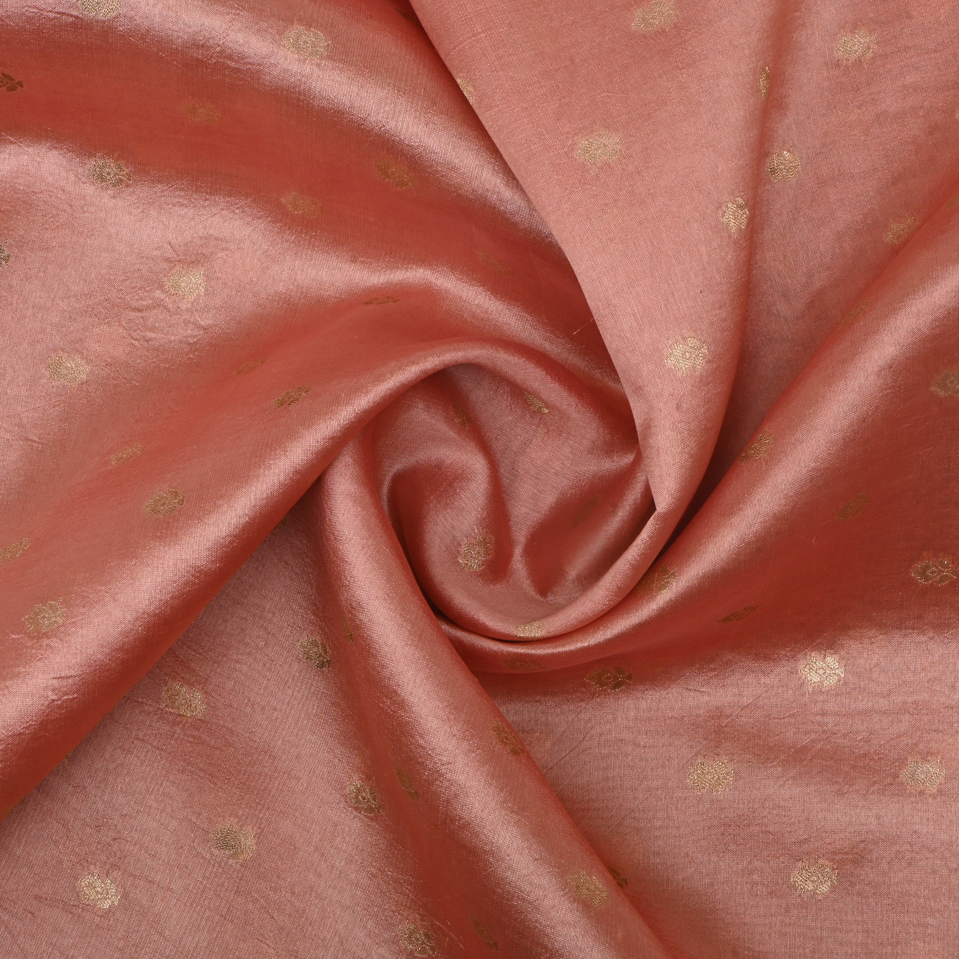 Peach Jamawar Silk Fabric Silk With Floral Butti'S