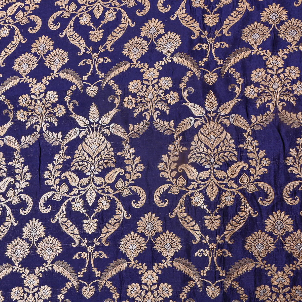 Sapphire Blue Dual Tone Zari Brocade Banarasi Silk Fabric