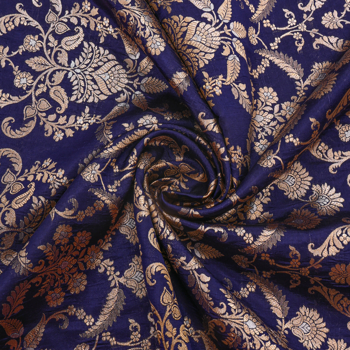 Sapphire Blue Dual Tone Zari Brocade Banarasi Silk Fabric