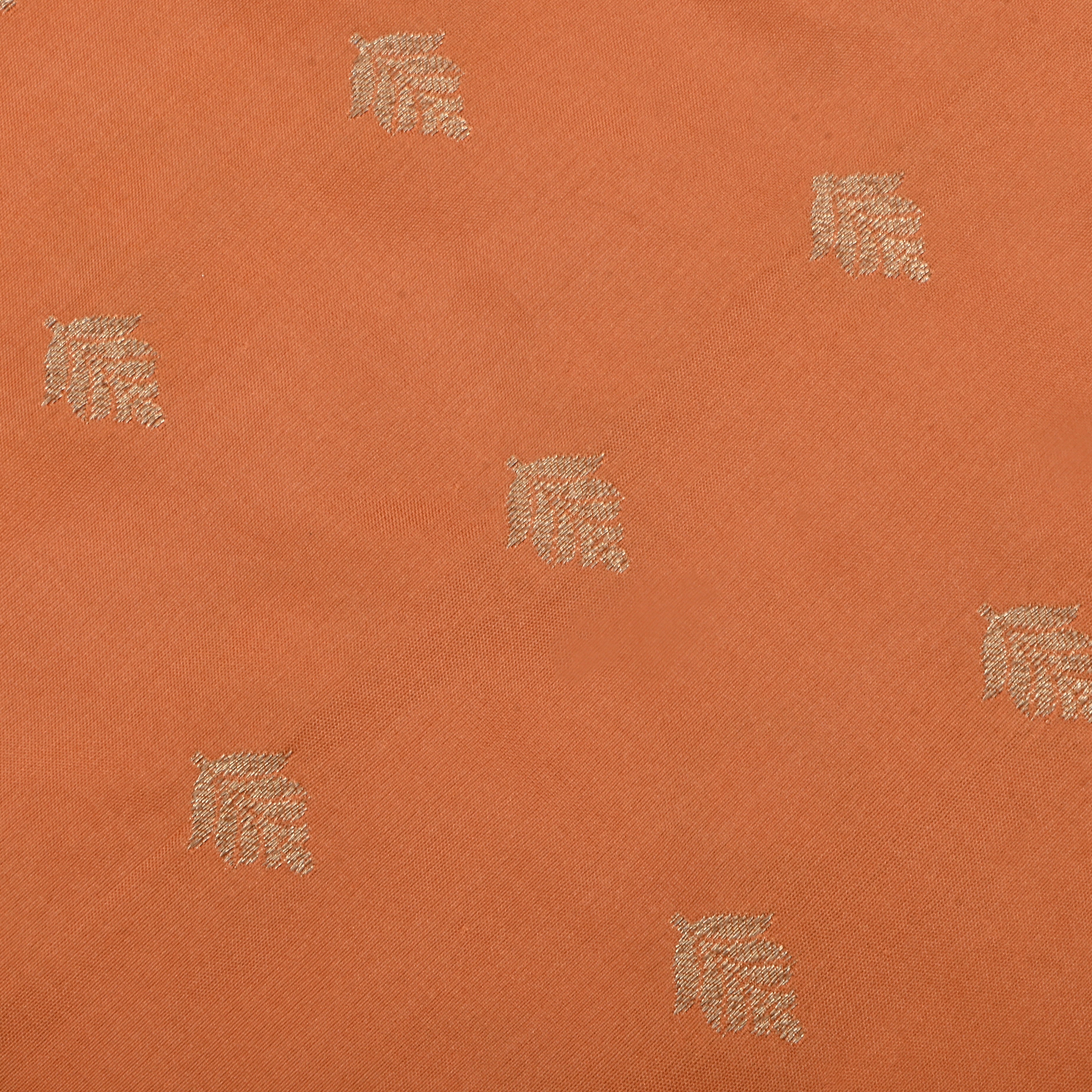 Soft Orange Jamawar Silk Fabric With Buttis