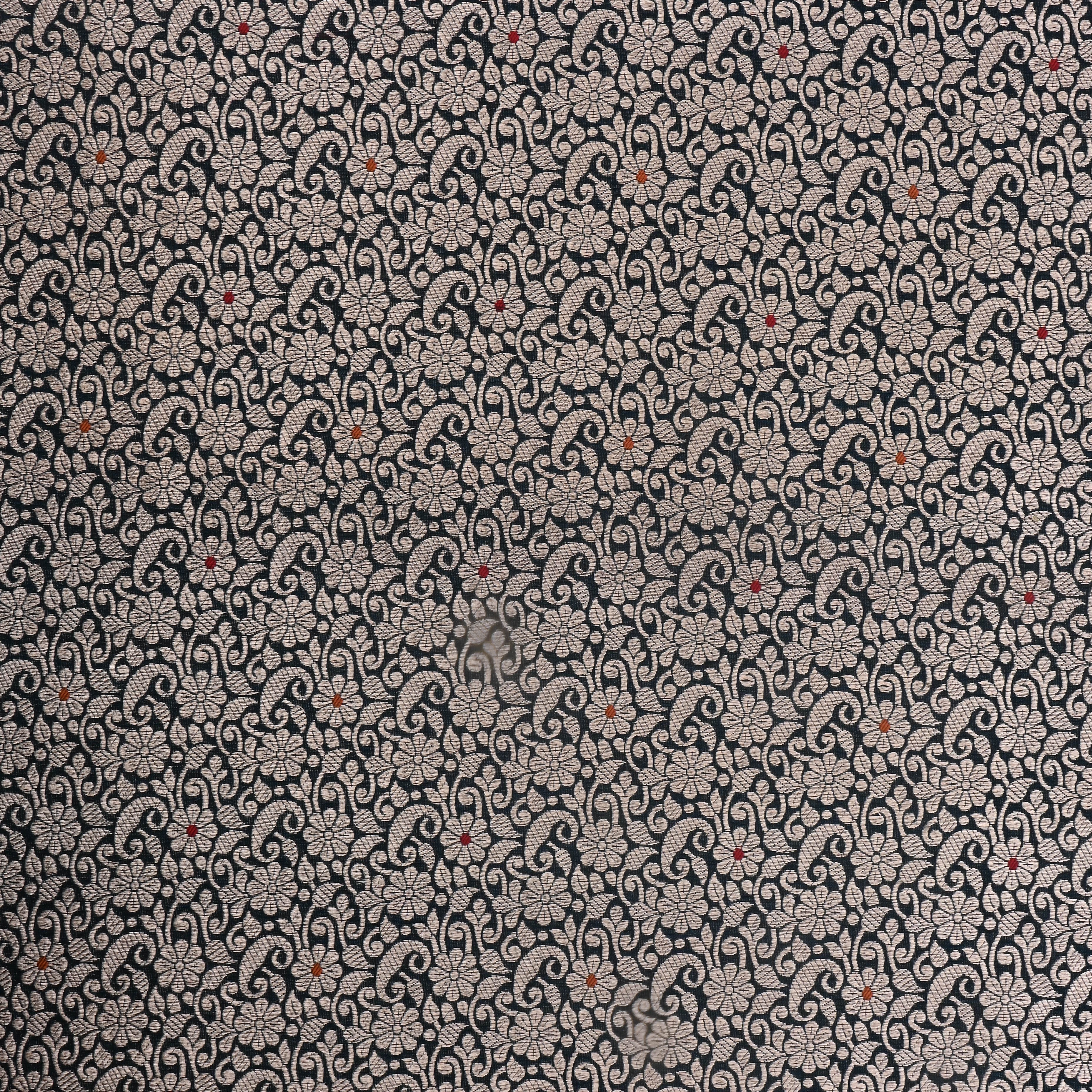 Black Jamawar Silk Fabric With Jaal