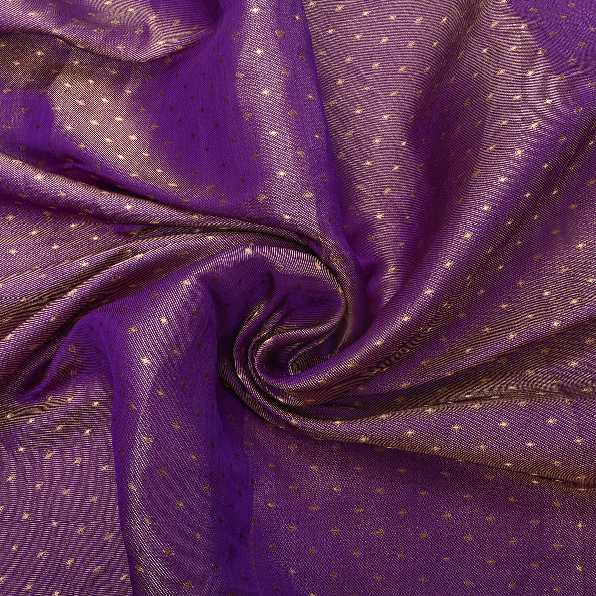 Amethyst Purple Gold Zari Butti Self Weave Jamawar Silk Fabric