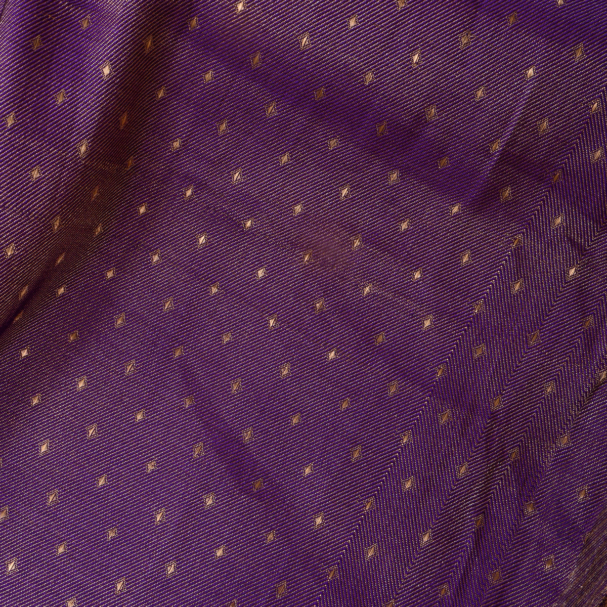 Amethyst Purple Gold Zari Butti Self Weave Jamawar Silk Fabric