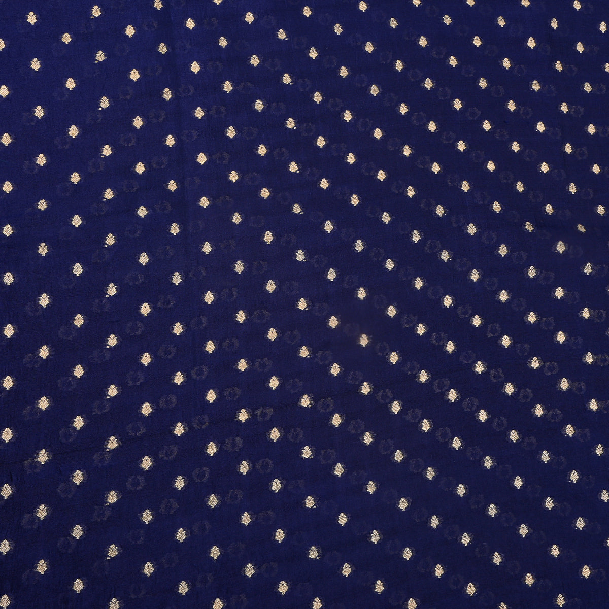 Navy Blue Gold Zari Butti Jamawar Organza Fabric