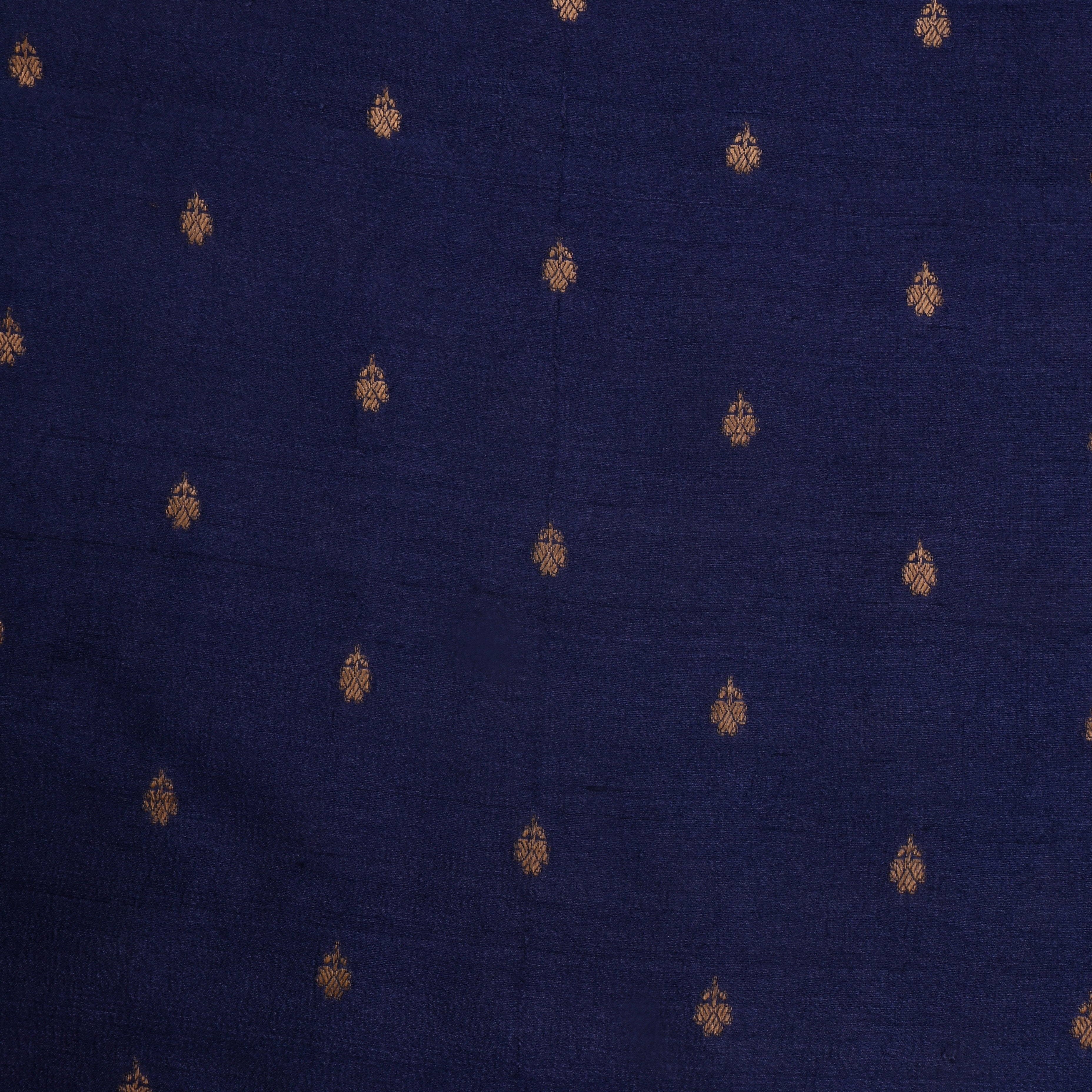Stratos Blue Jamawar Tussar Fabric With Buttis