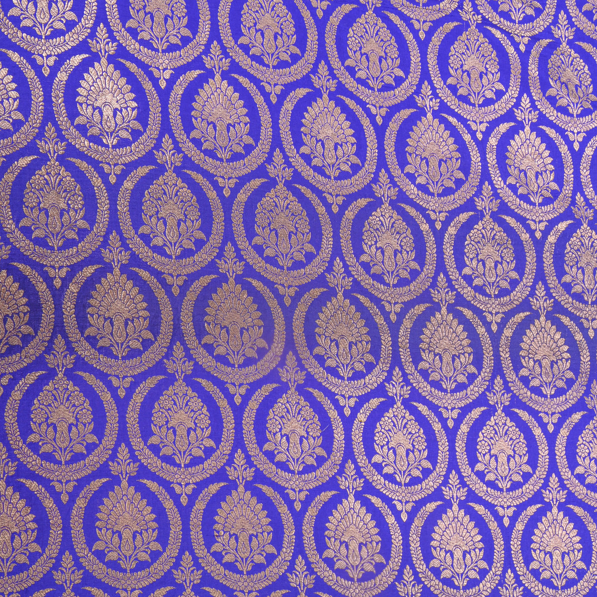 Royal Blue Jamawar Silk With Silver Zari Butti