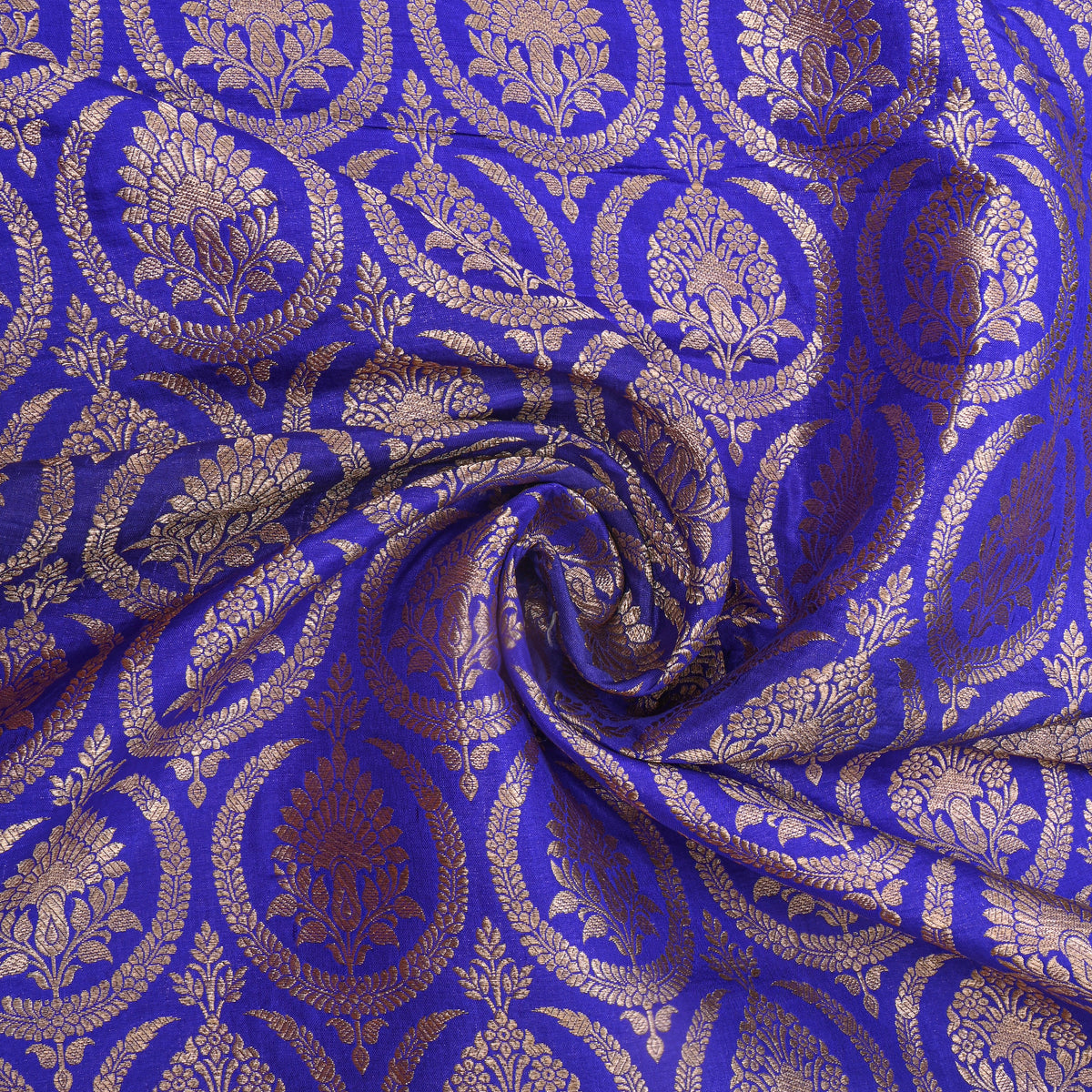 Royal Blue Jamawar Silk With Silver Zari Butti