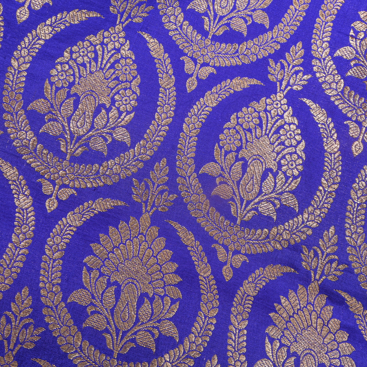 Royal Blue Jamawar Silk With Silver Zari Butti
