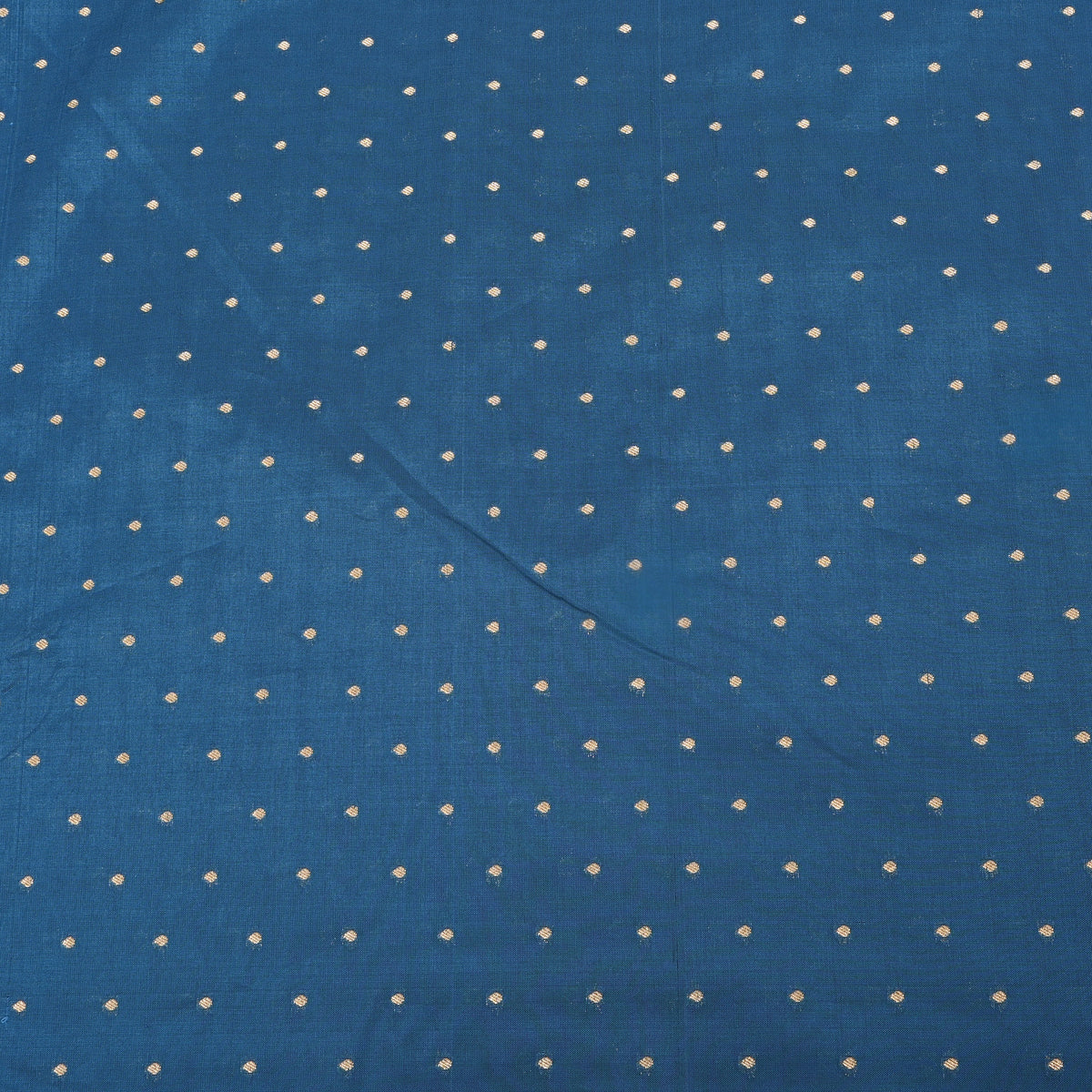 Peacock Blue Gold Zari Butti Jamawar Silk Fabric