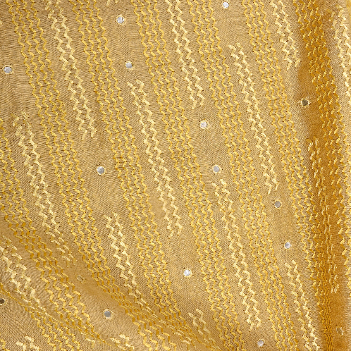 Butter Yellow Zig-Zag Mungan Tussar Fabric