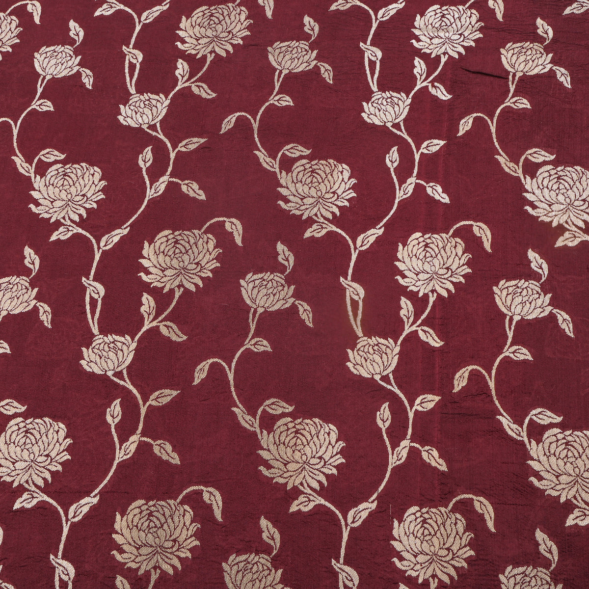 Brown Banarasi Silk Floral Jaal Fabric