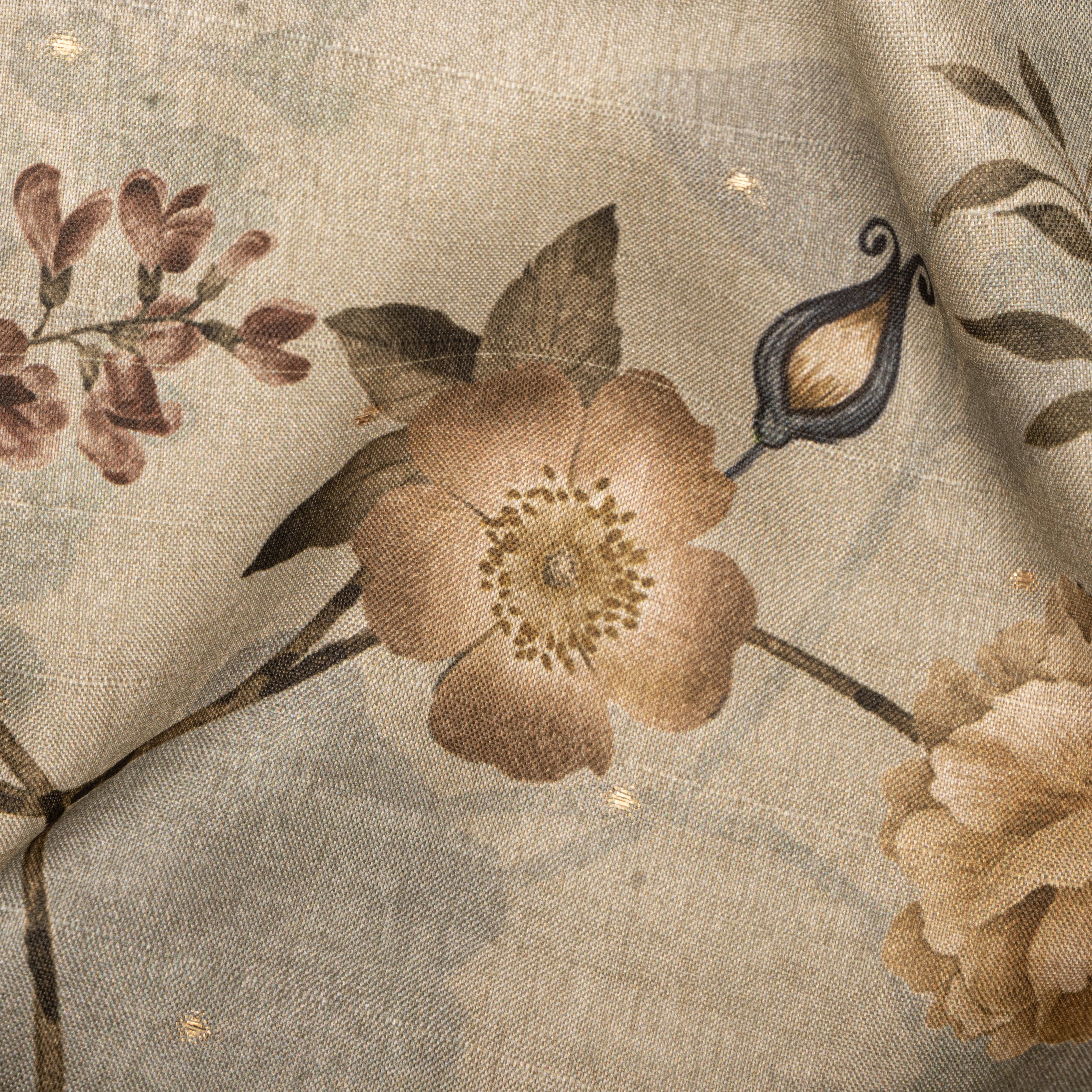 Soft Beige Tussar Fabric With Digital Prints