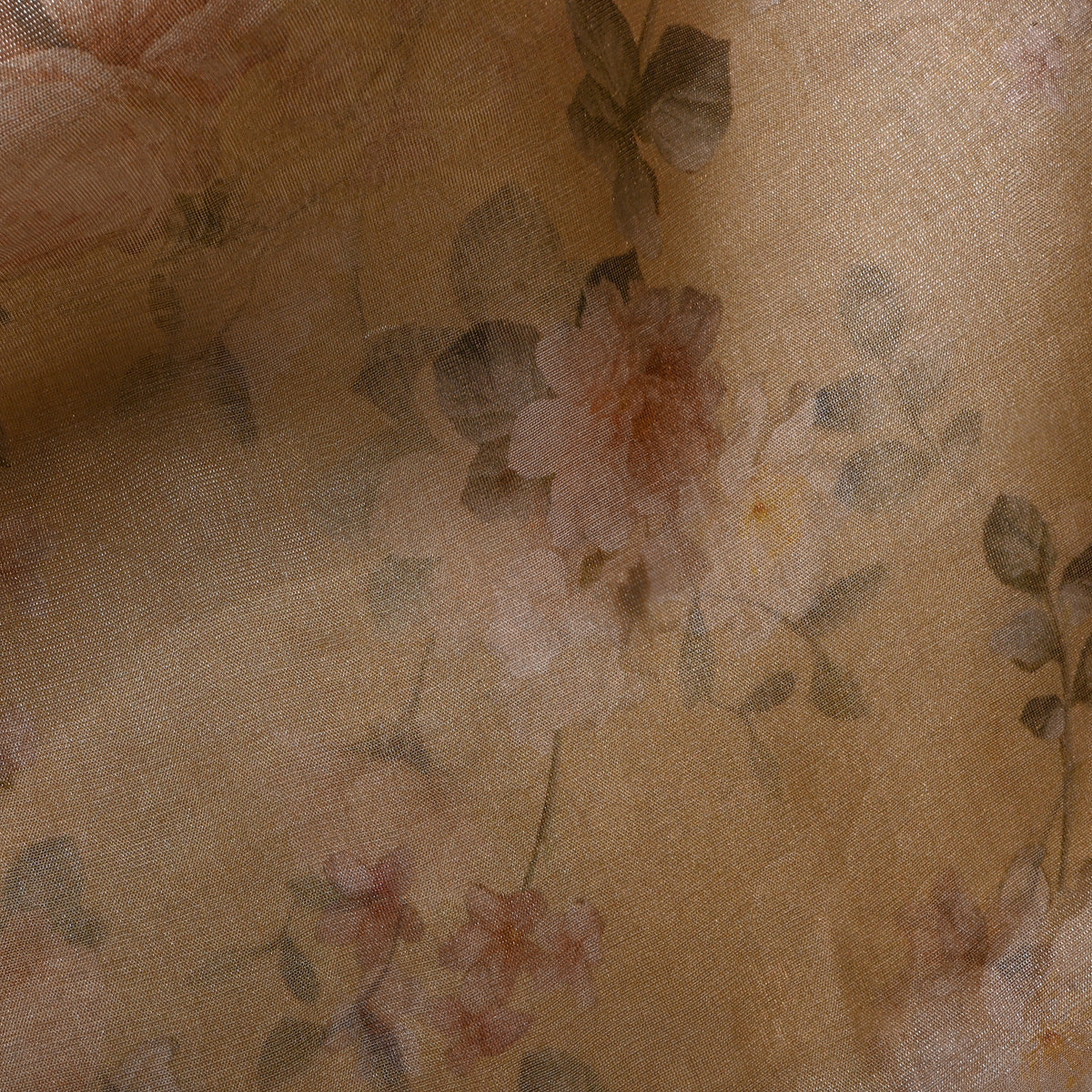 Latte Beige Soft Rose Floral Print Tissue Fabric