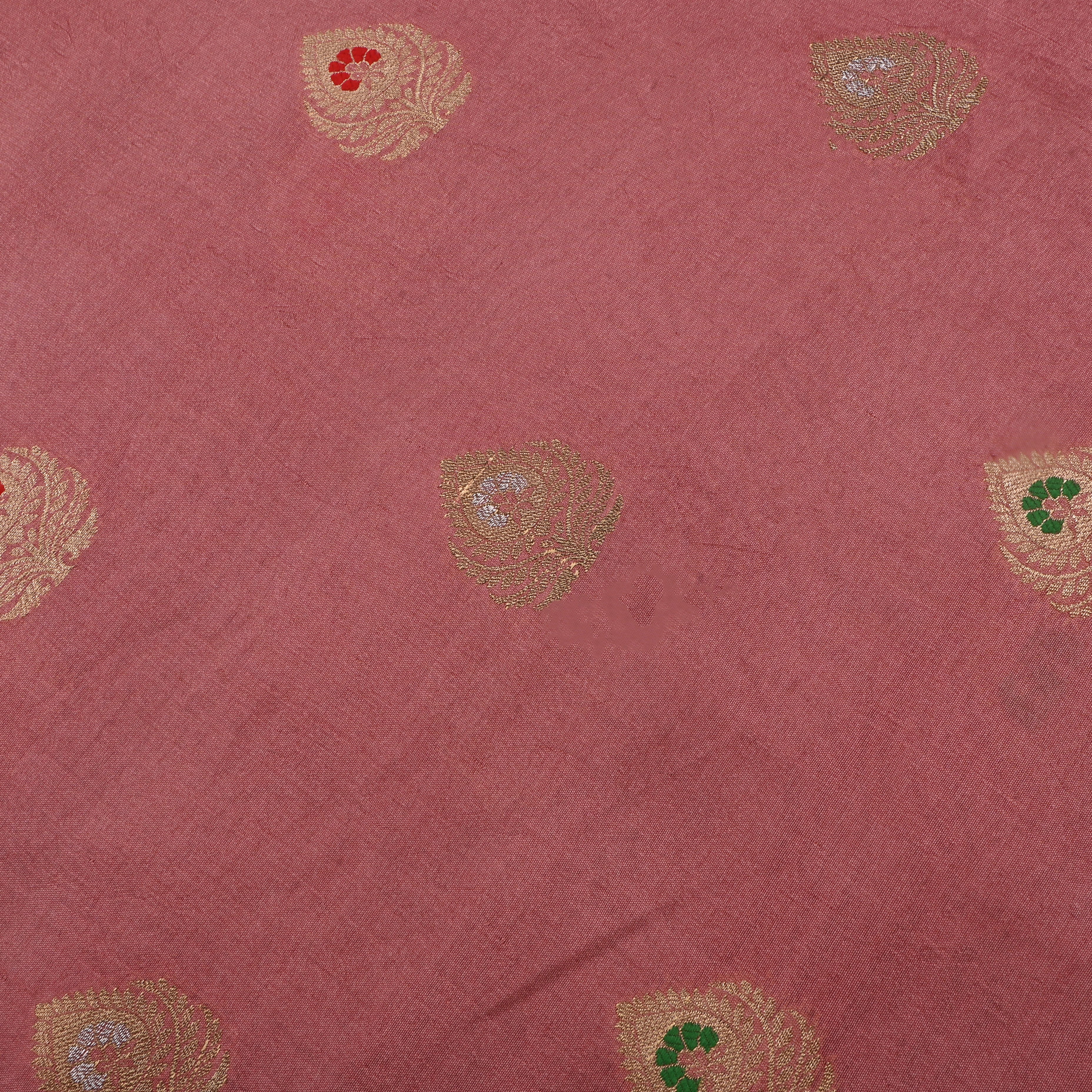 Dusty Pink Jamawar Silk Fabric With Butta'S