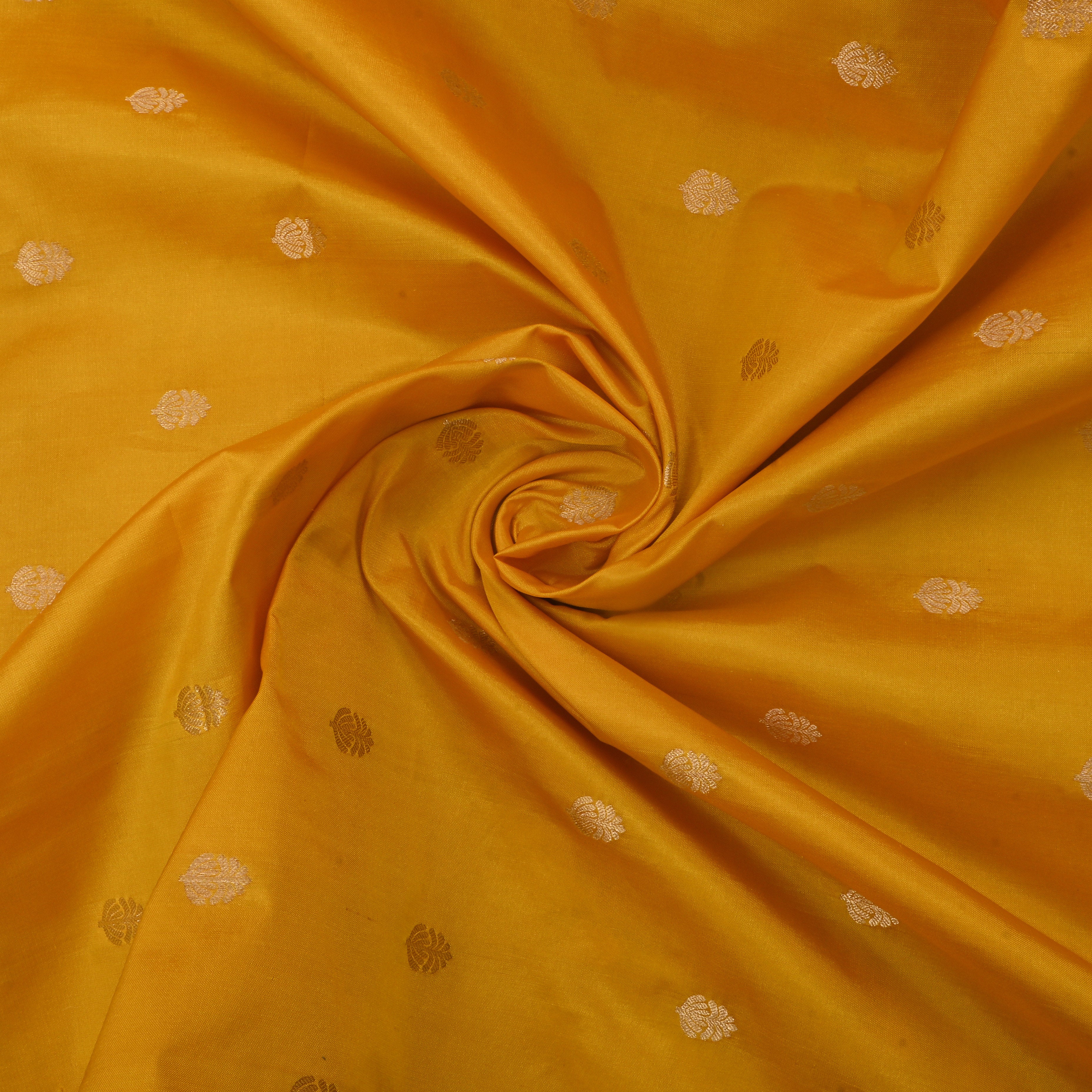 School Bus Yellow Jamawar Silk Fabric With Buttis