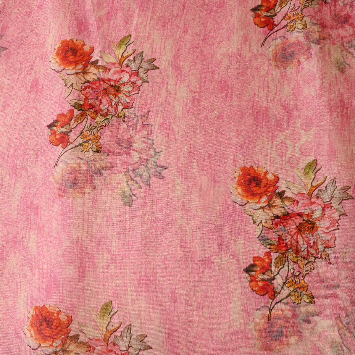 Blush Pink Rose Bouquet Floral Print Fabric