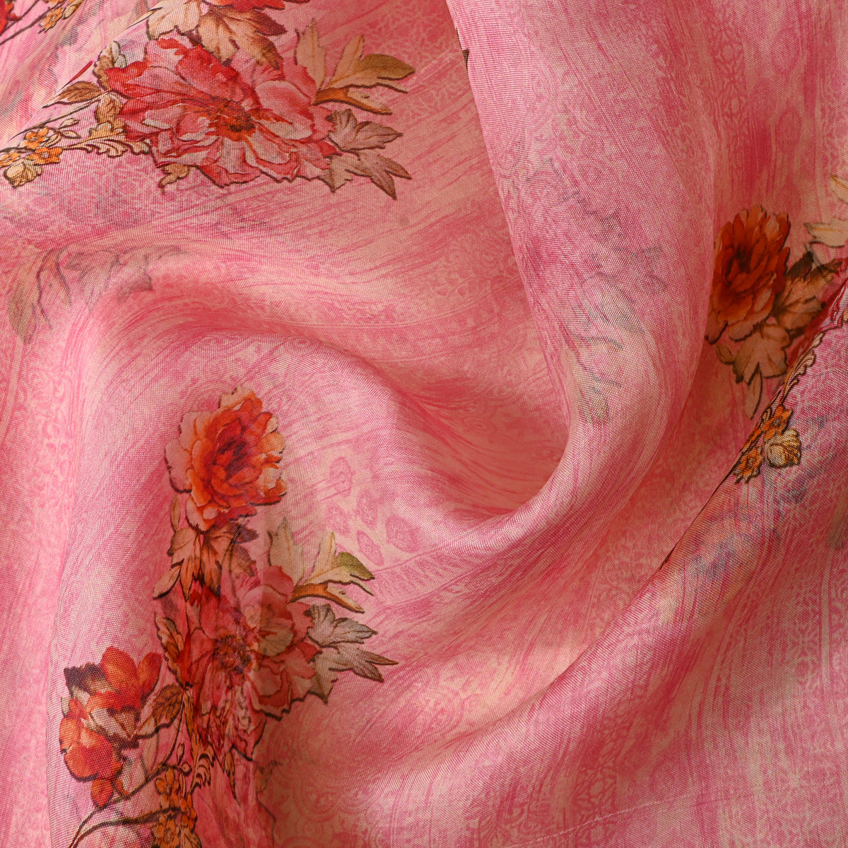 Blush Pink Rose Bouquet Floral Print Fabric