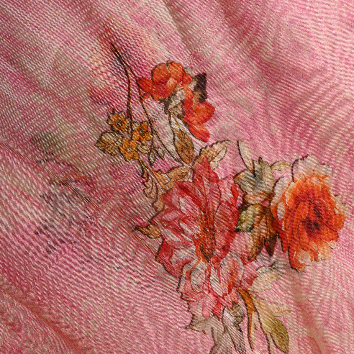 Blush Pink Rose Bouquet Floral Print Fabric