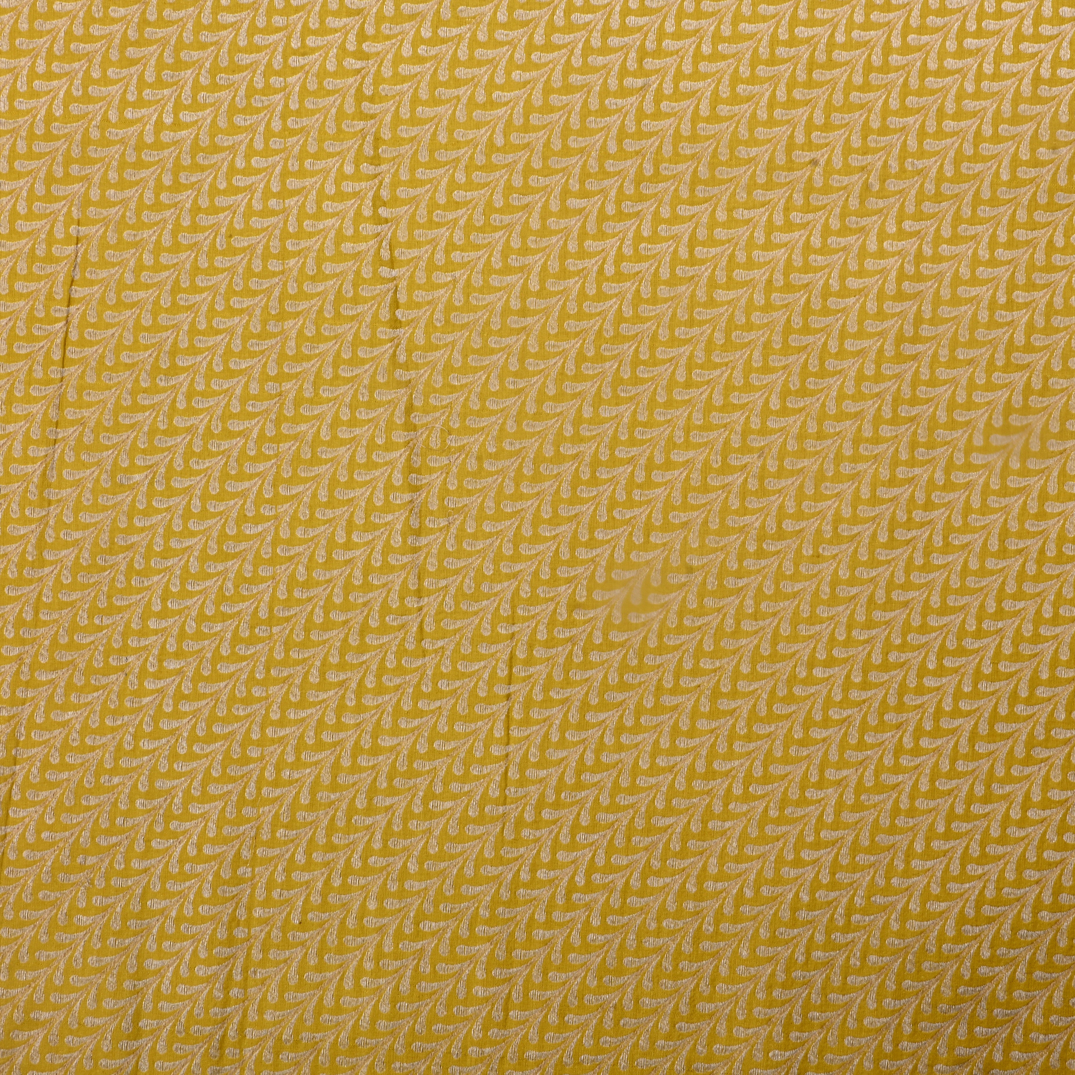 Reef Gold Jamawar Silk Fabric With Leaf Design