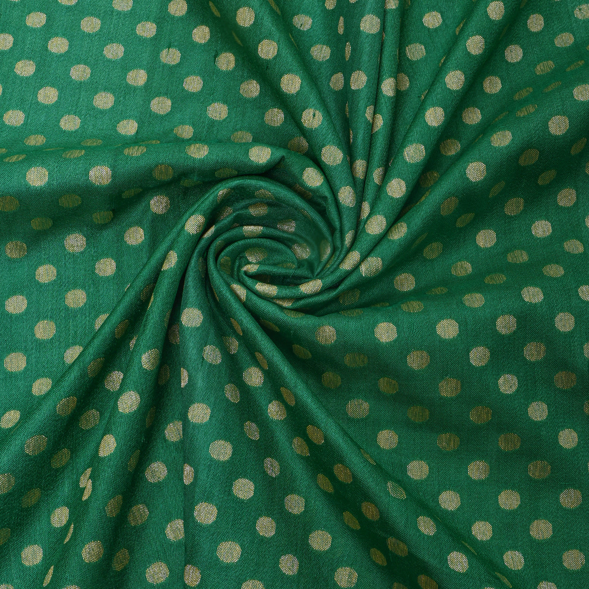 Emerald Green Zigzag Banarasi Silk Fabric
