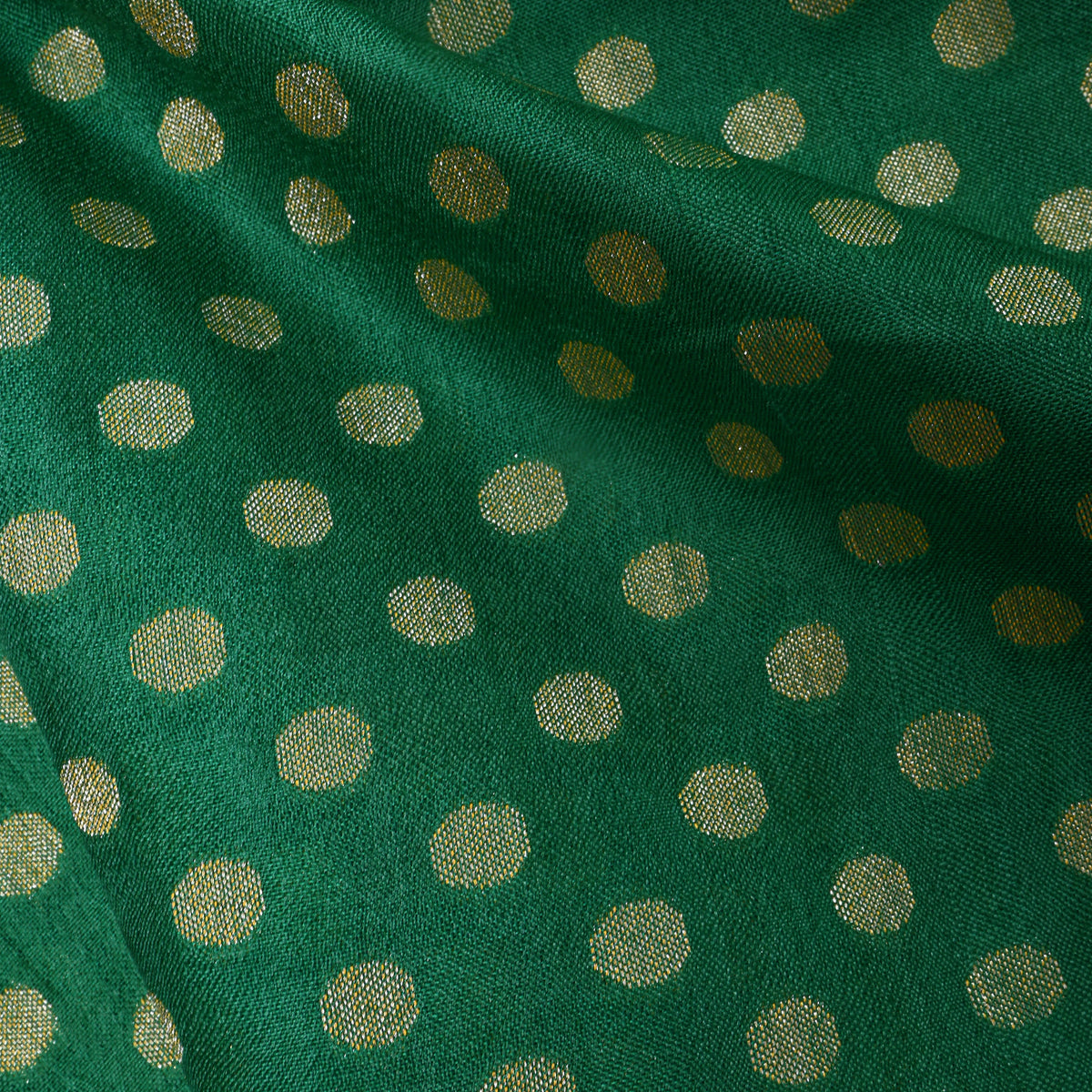 Emerald Green Zigzag Banarasi Silk Fabric