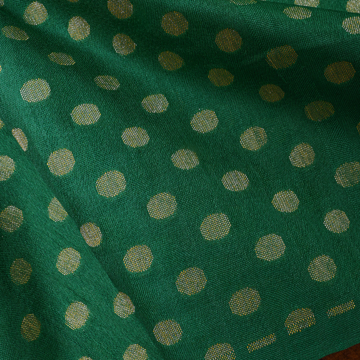 Emerald Green Zigzag Banarasi Silk Fabric