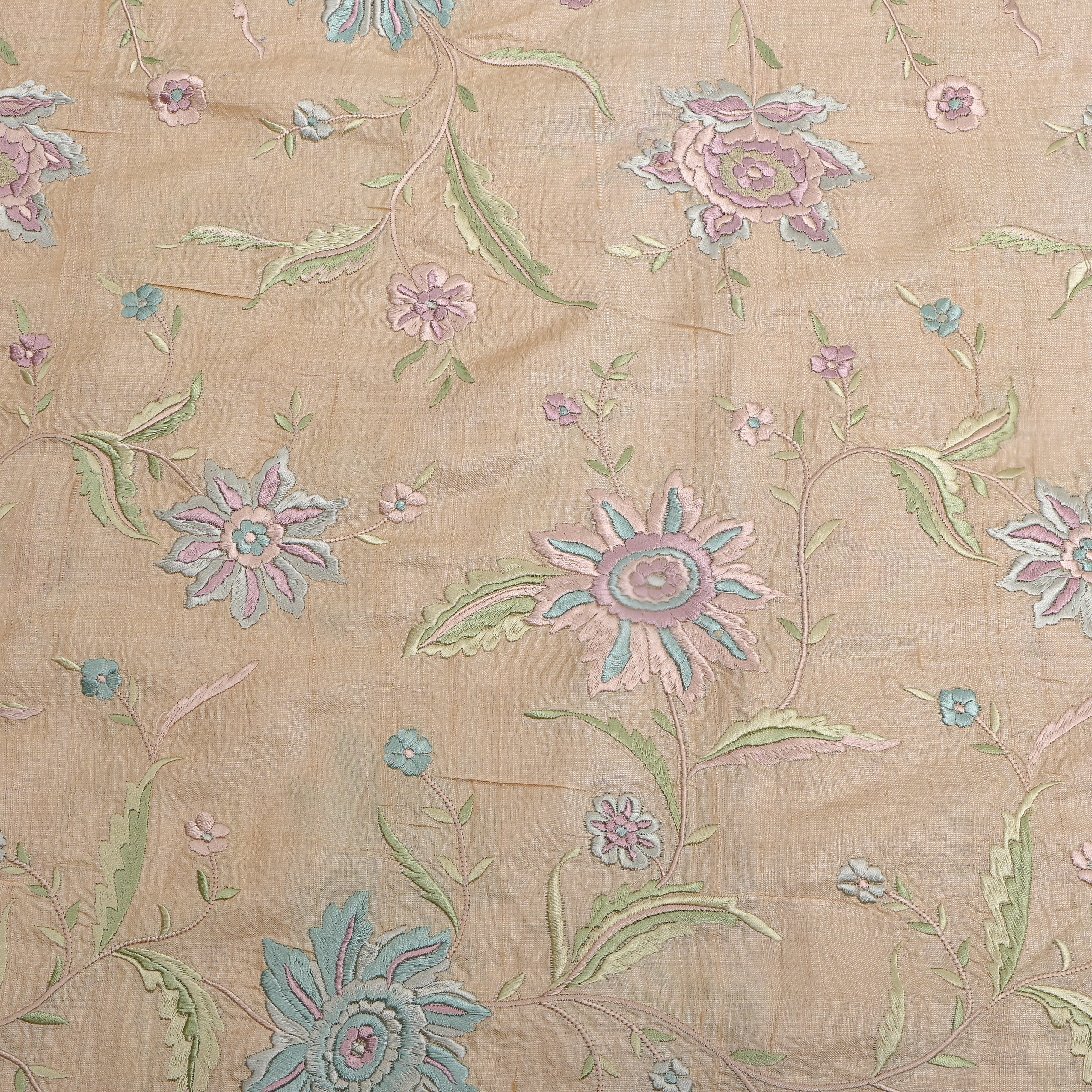 Beige Meenakari Floral Embroidered Tussar