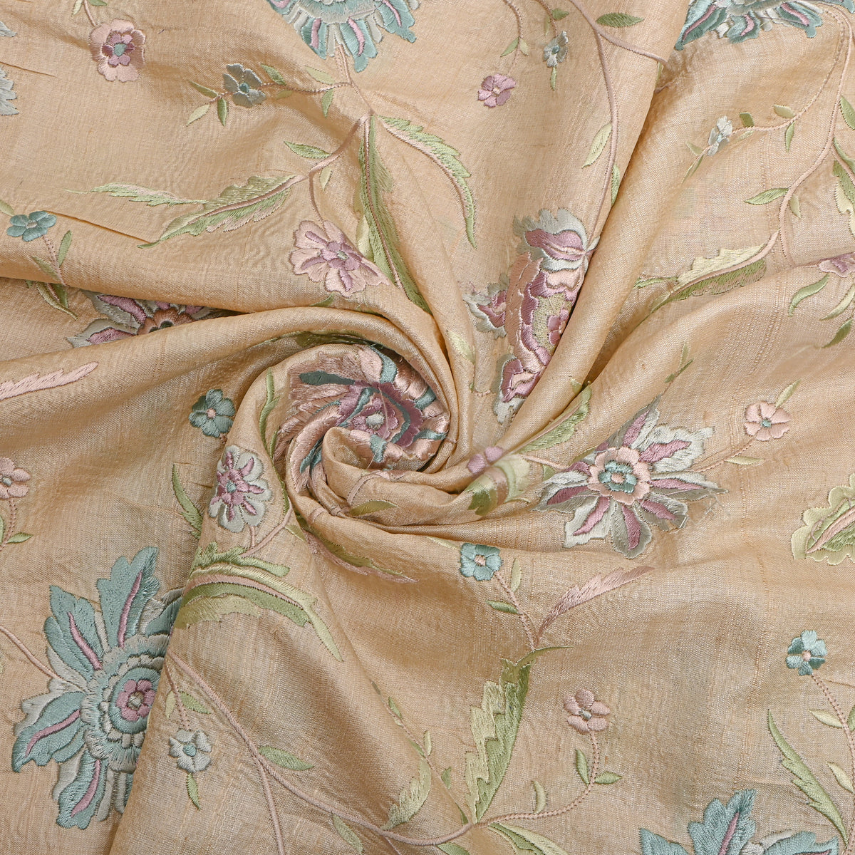 Beige Meenakari Floral Embroidered Tussar