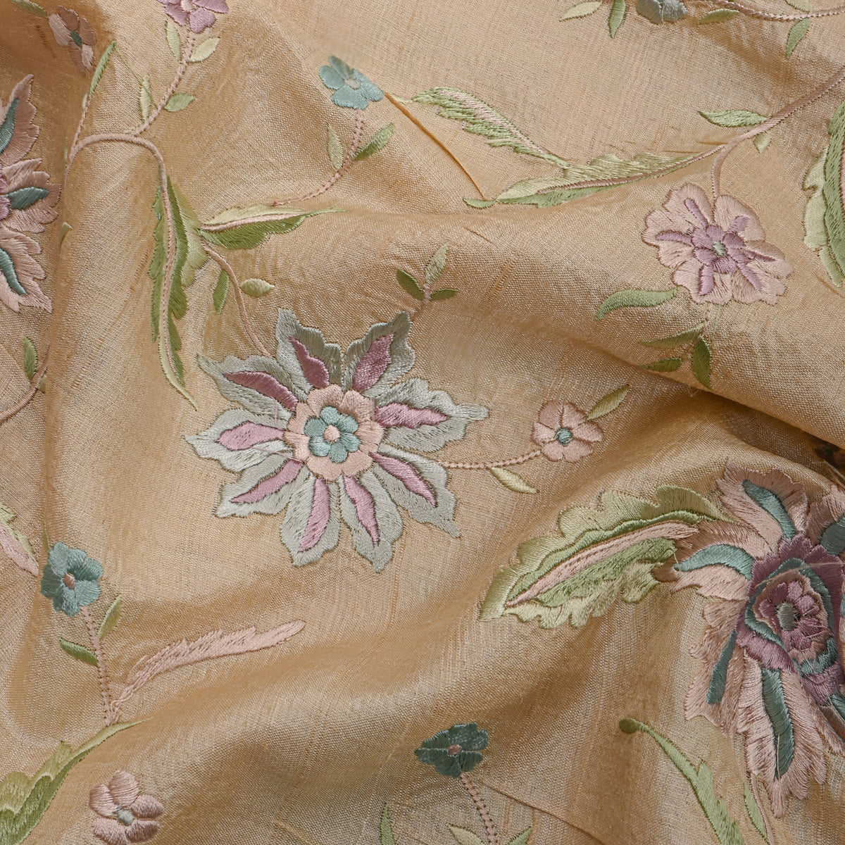 Beige Meenakari Floral Embroidered Tussar