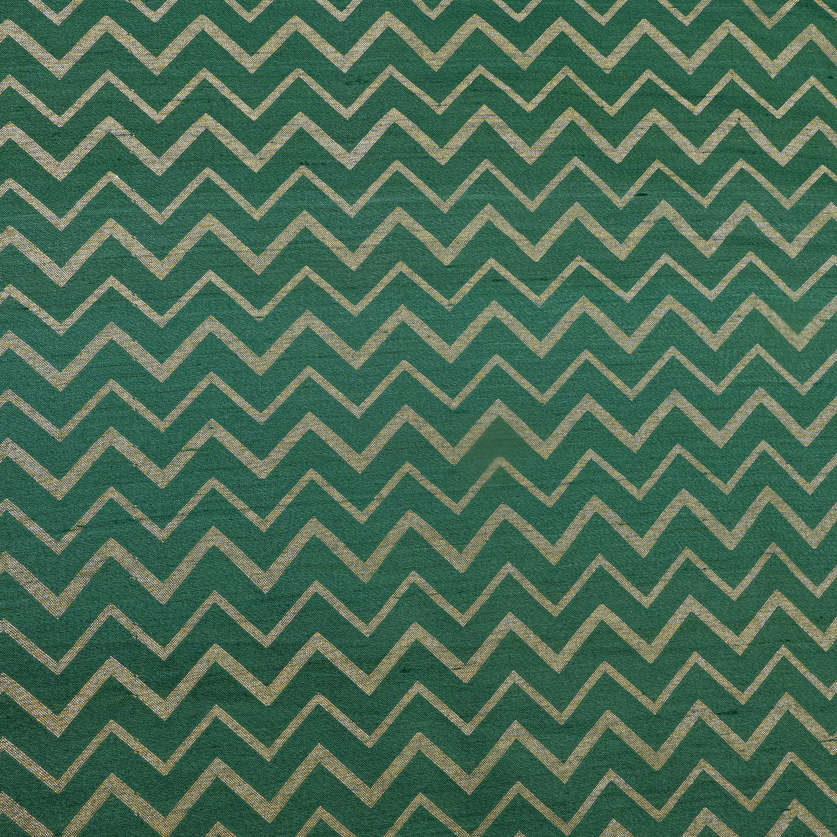 Emerald Green Zigzag Jamawar Silk Fabric